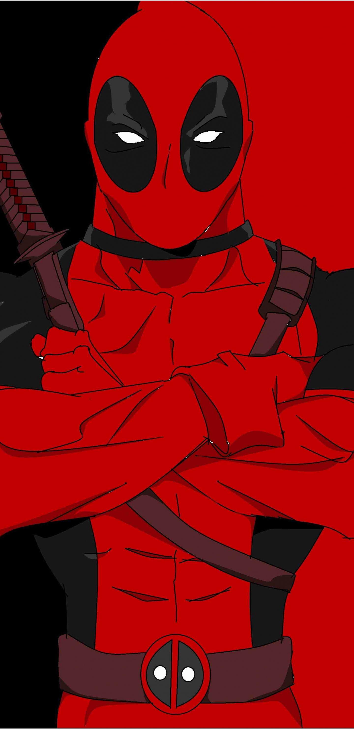 Rote Und Schwarze Spinnenmannillustration. Wallpaper in 1440x2960 Resolution