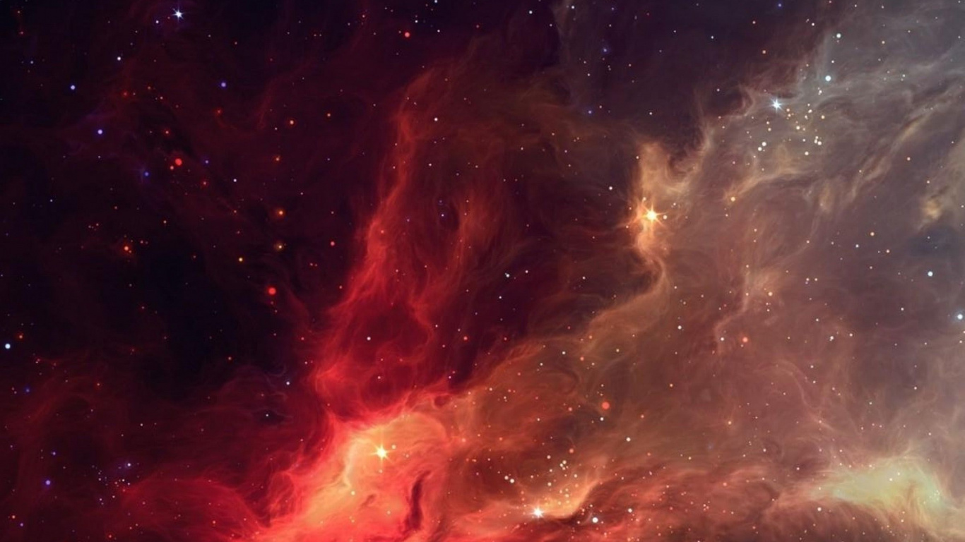 Schwarze Und Rote Galaxieillustration. Wallpaper in 1366x768 Resolution