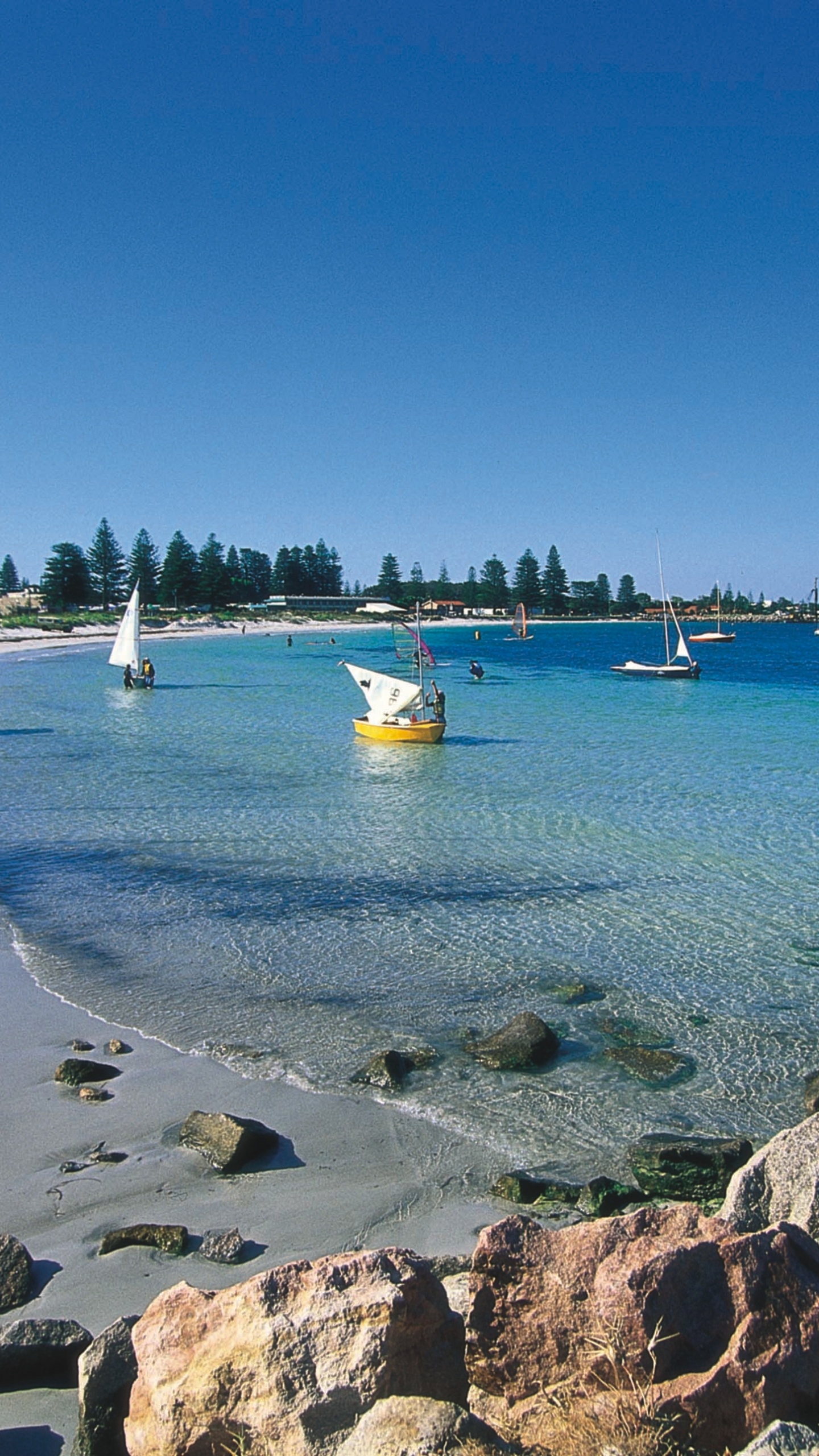 Velero Blanco en la Orilla Del Mar Durante el Día. Wallpaper in 1440x2560 Resolution