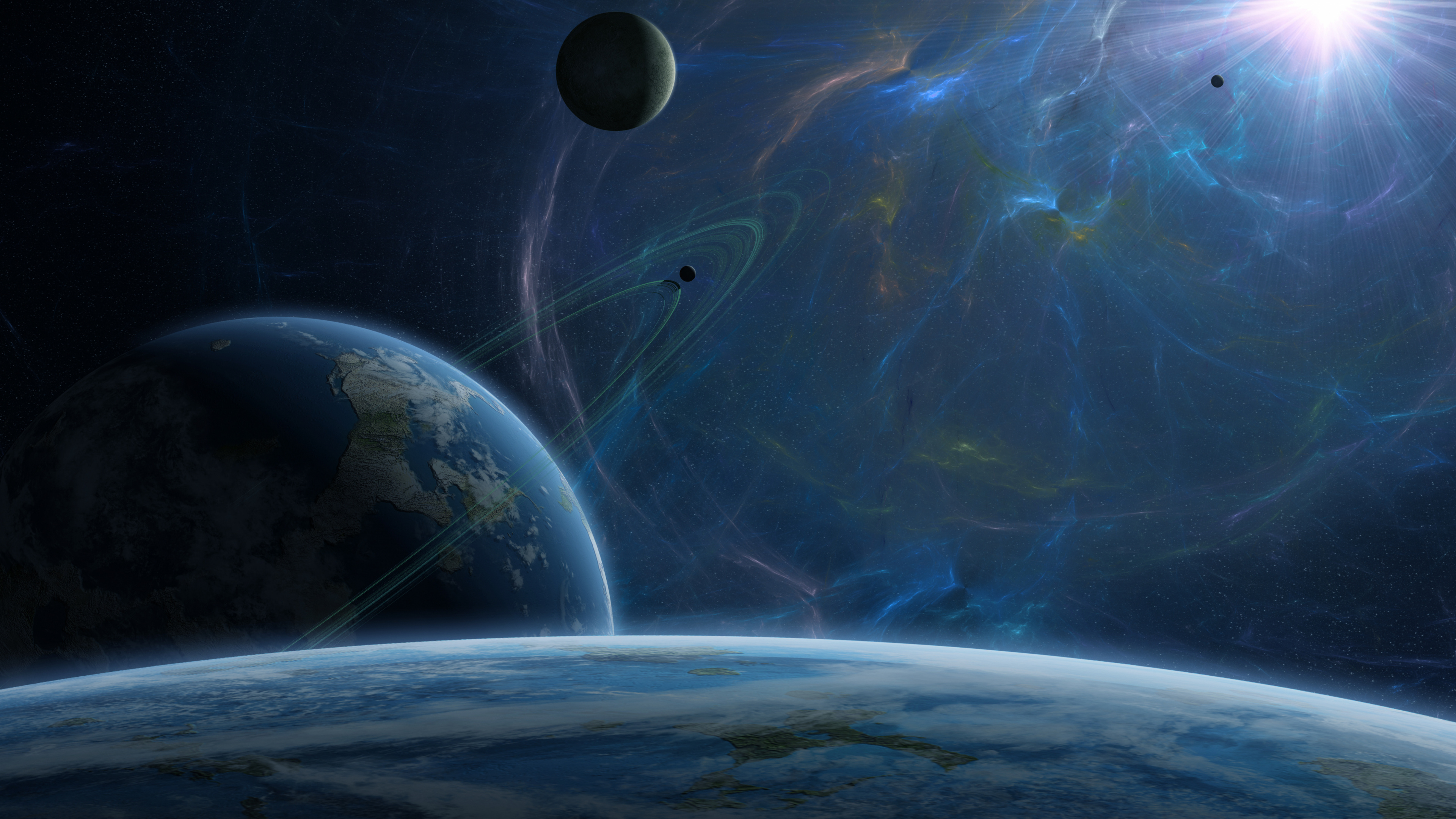 Pintura Planeta Azul y Blanco. Wallpaper in 3840x2160 Resolution