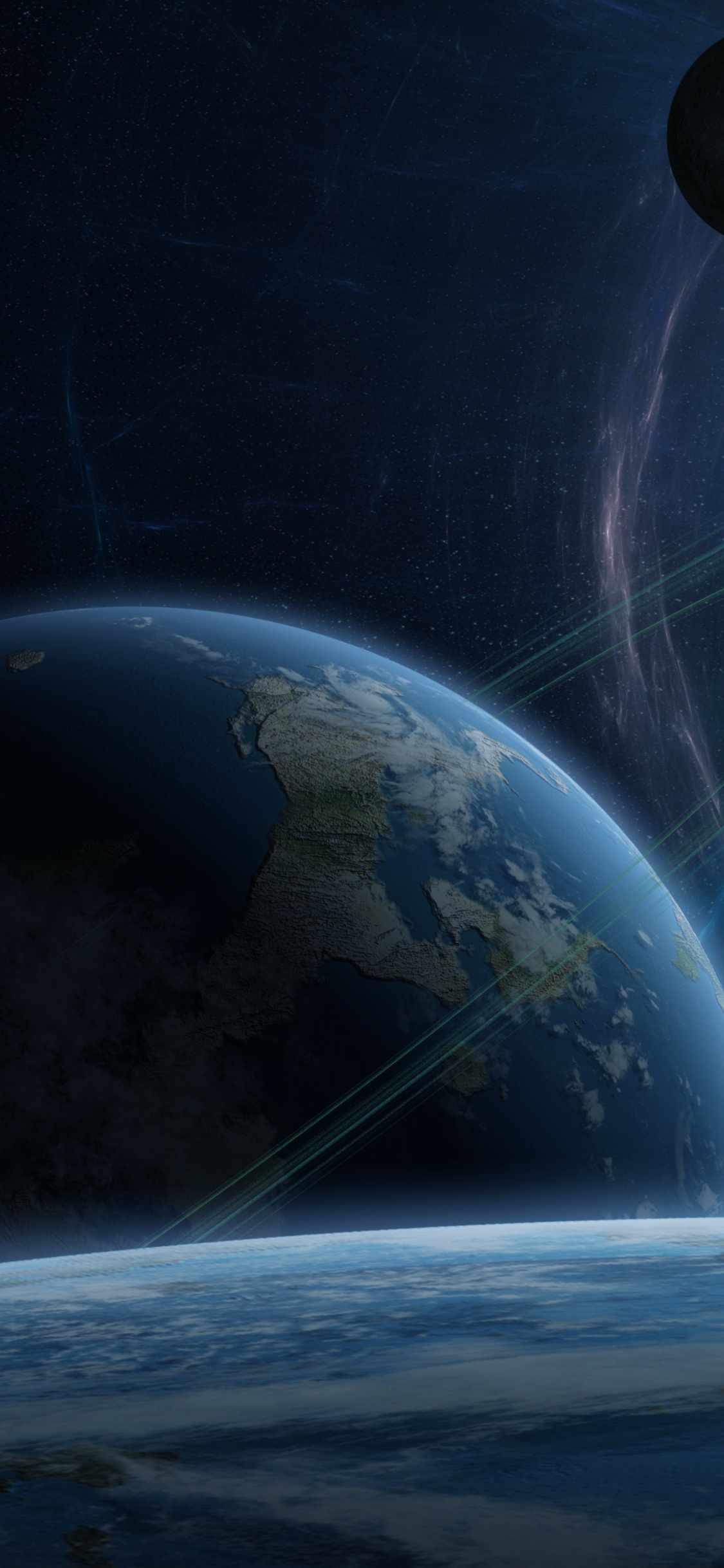 Blaue Und Weiße Planetenmalerei. Wallpaper in 1125x2436 Resolution