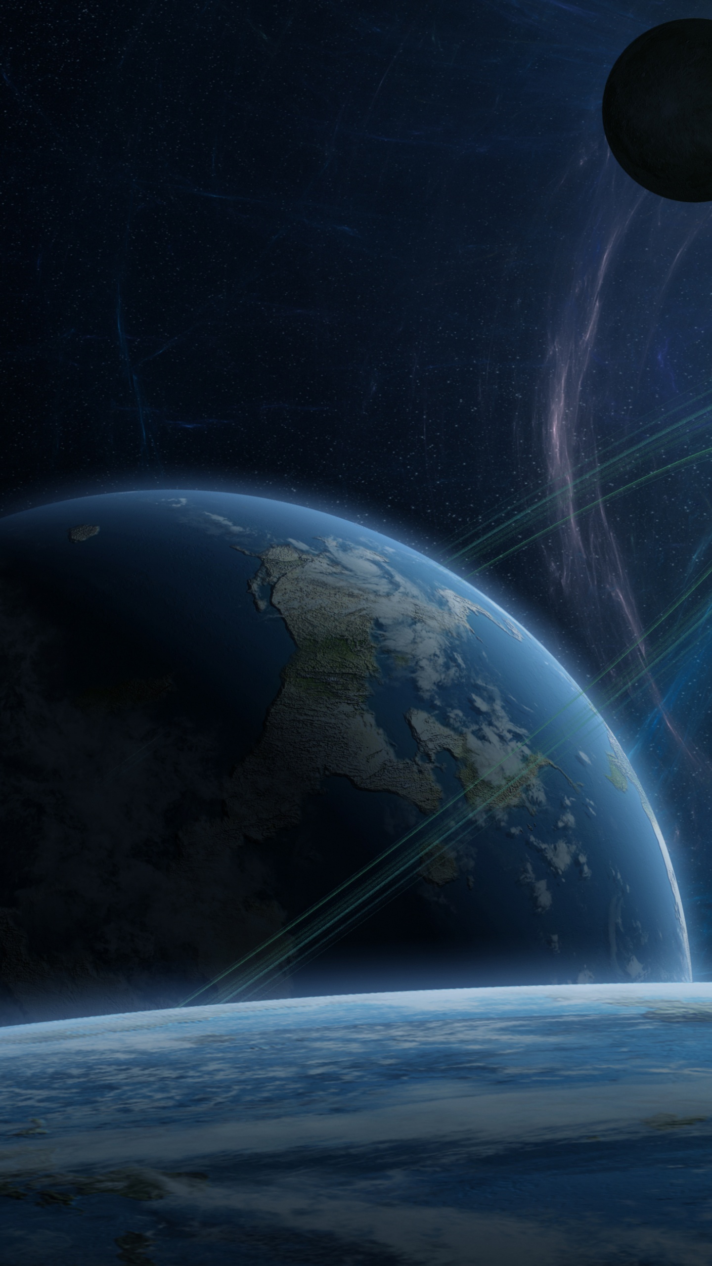 Blaue Und Weiße Planetenmalerei. Wallpaper in 1440x2560 Resolution