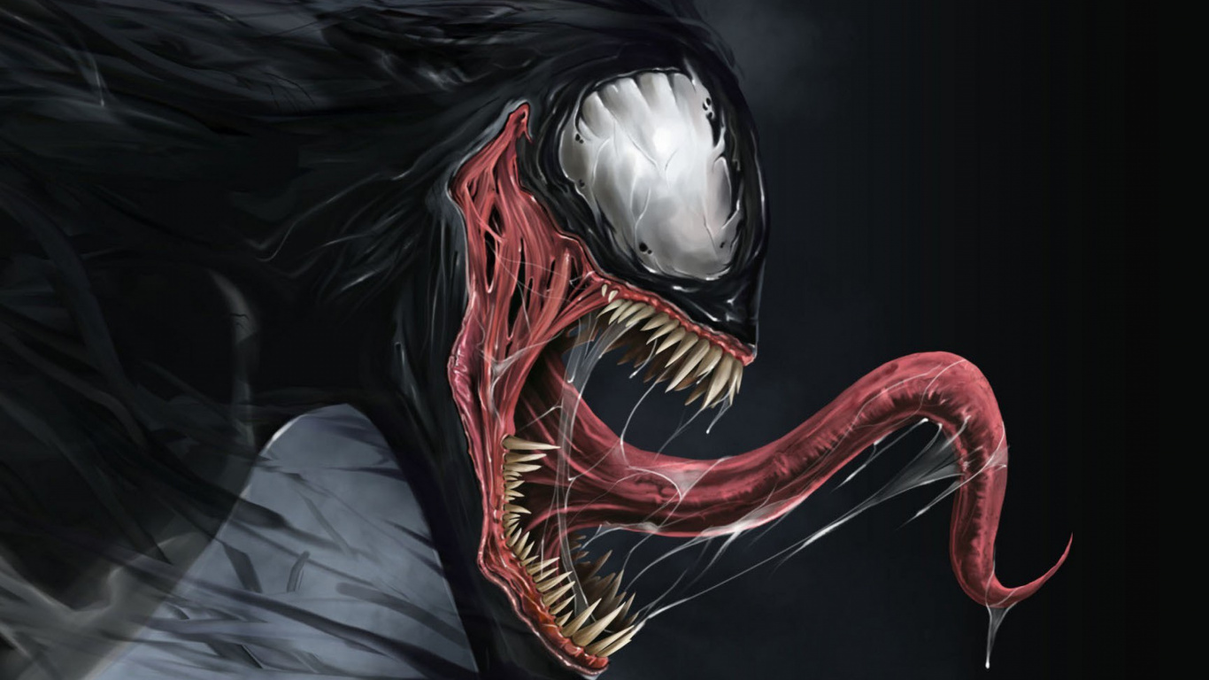 毒液, Spider-man, 惊奇漫画, 嘴, 脖子 壁纸 1366x768 允许