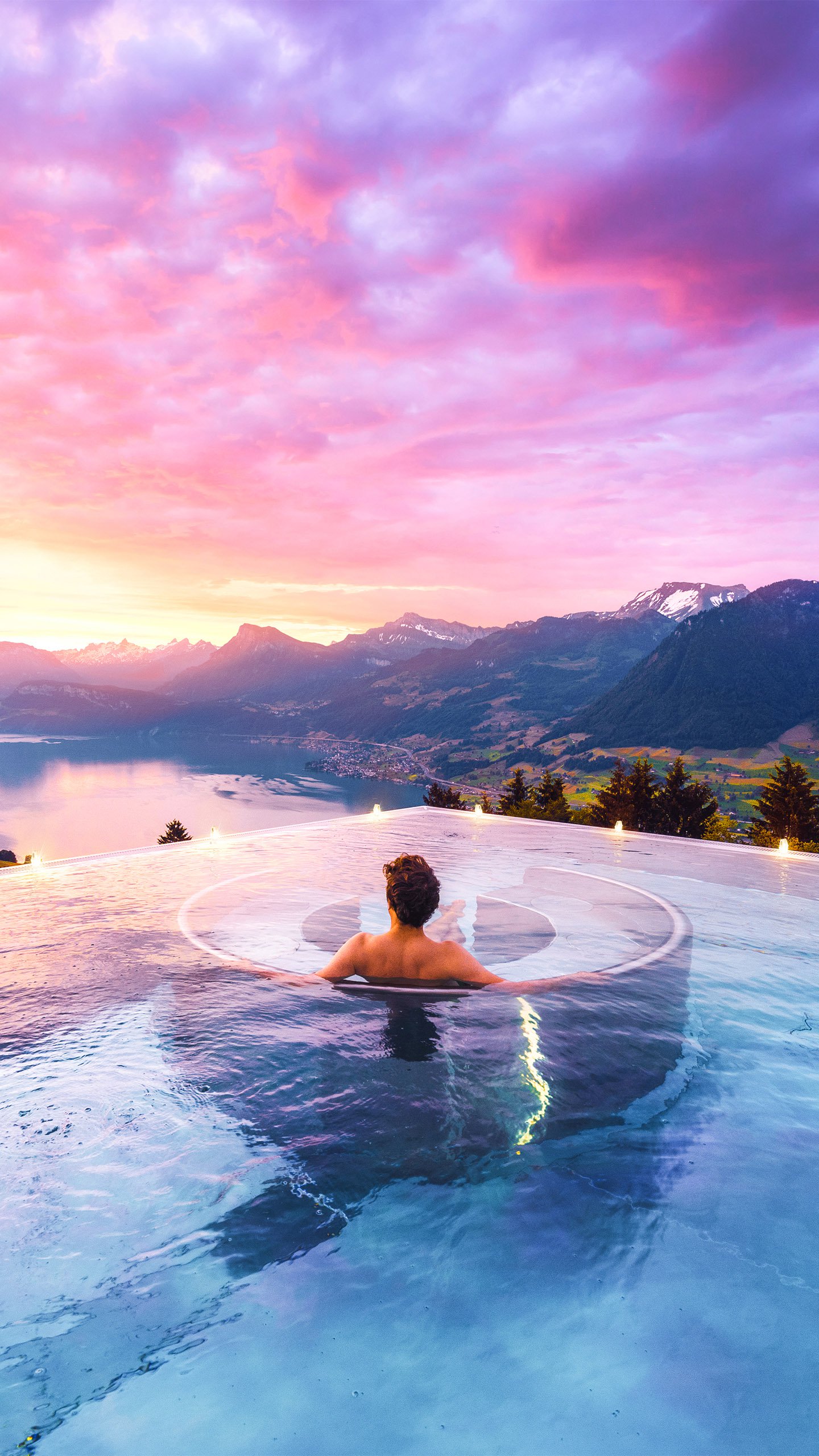 Agua, Los Recursos de Agua, Montaña, Cuerpo de Agua, Afterglow. Wallpaper in 1440x2560 Resolution