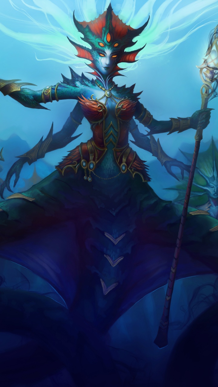 Queen Azshara, Illustration, Demon, Dragon, Art. Wallpaper in 720x1280 Resolution