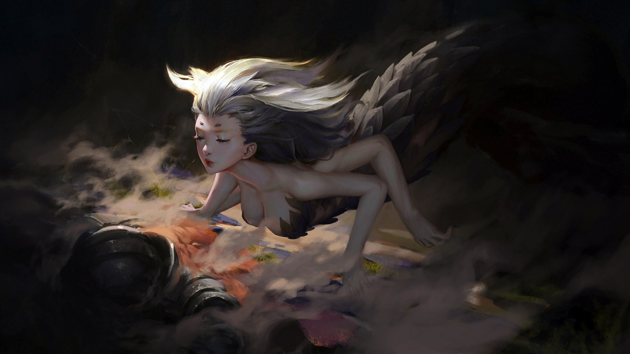 Woman in White Dress Lying on Ground. Wallpaper in 1280x720 Resolution