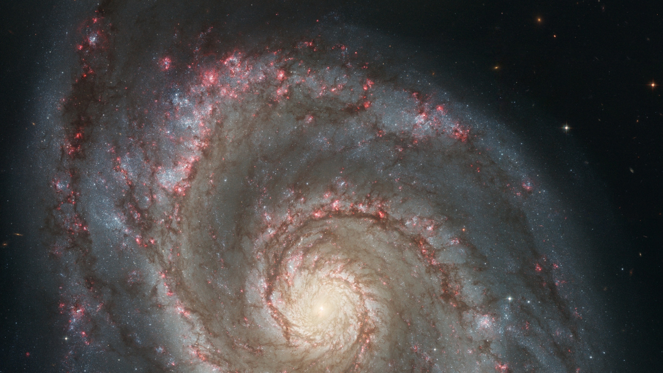 Hubble M51, Galaxia, Galaxia de Hidromasaje, la Astronomía, Galaxia Espiral. Wallpaper in 1366x768 Resolution