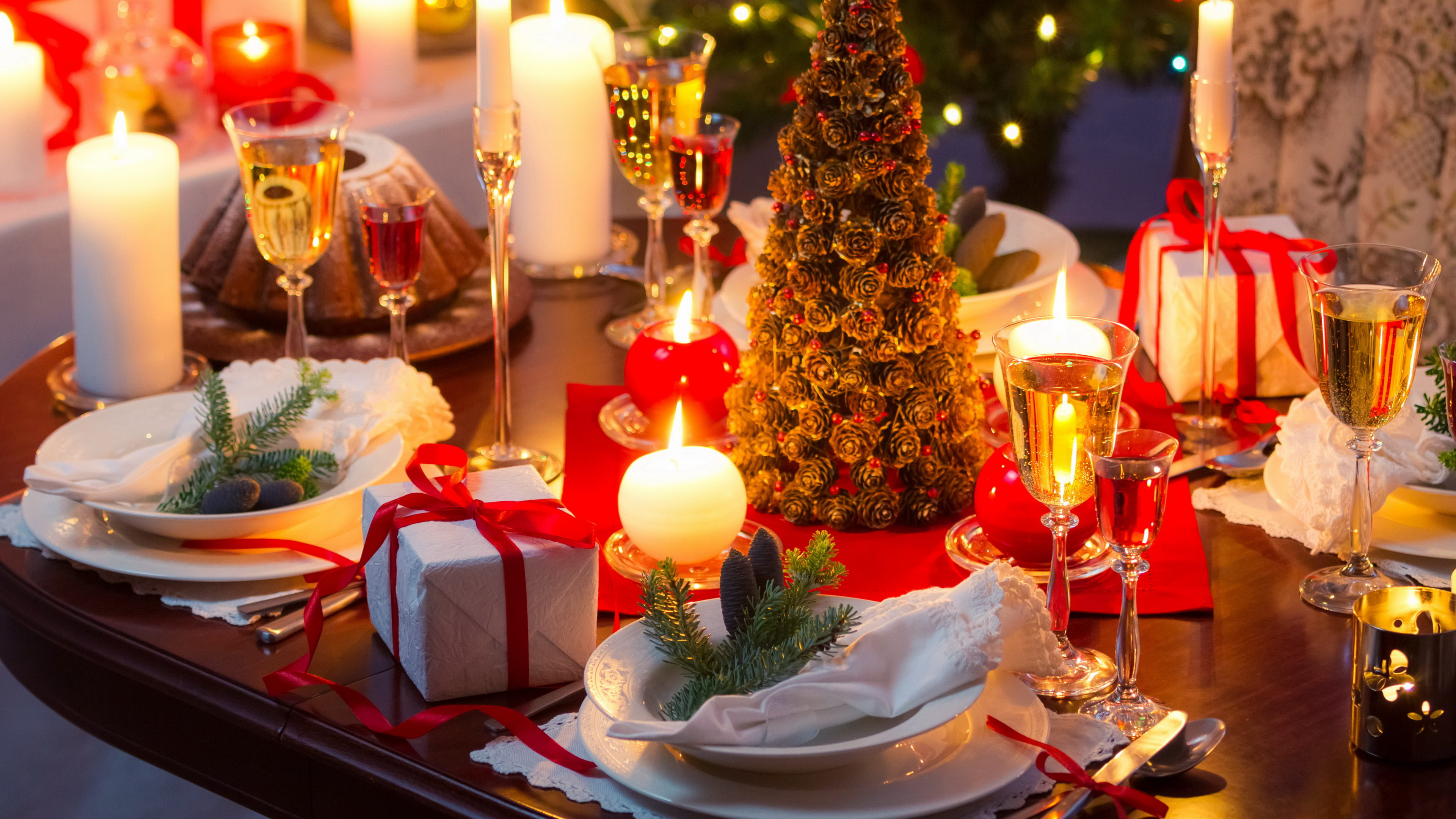 El Día De Navidad, Cena de Navidad, Cena, Navidad, la Víspera de Navidad. Wallpaper in 3840x2160 Resolution