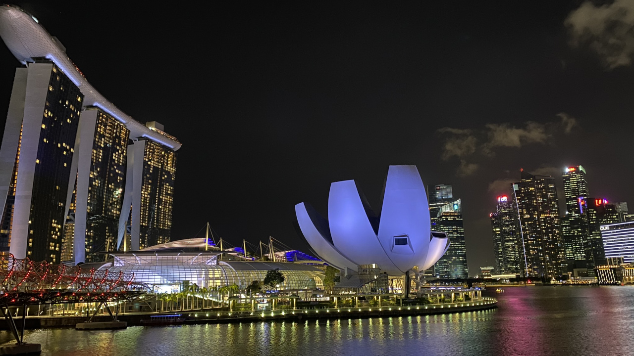 Singapore, Reflection, High Rise Building, Building, Night. Wallpaper in 1280x720 Resolution