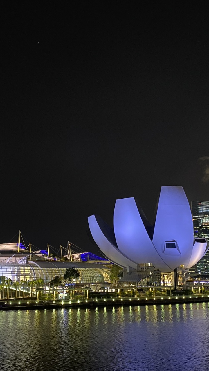 Singapore, Reflection, High Rise Building, Building, Night. Wallpaper in 720x1280 Resolution