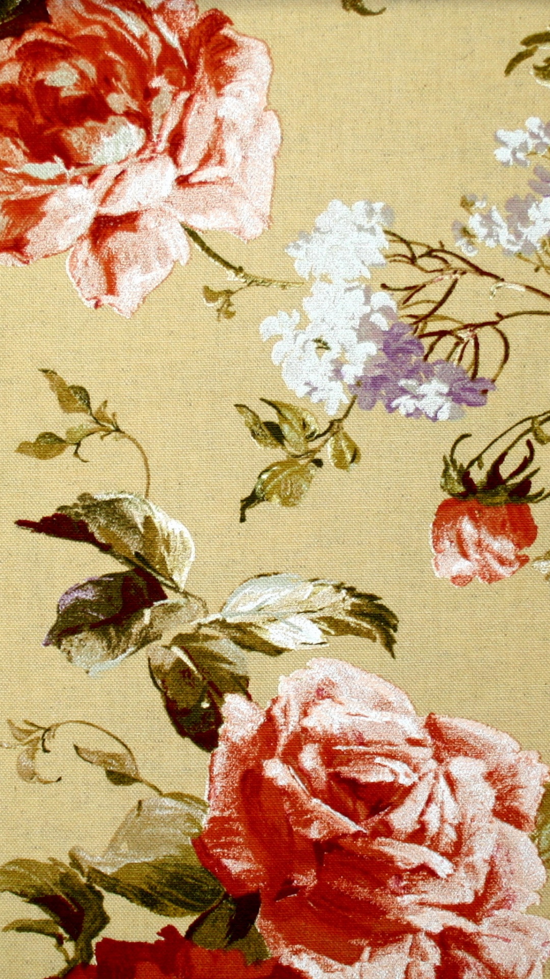 Textil Floral Blanco Rojo y Verde. Wallpaper in 1080x1920 Resolution