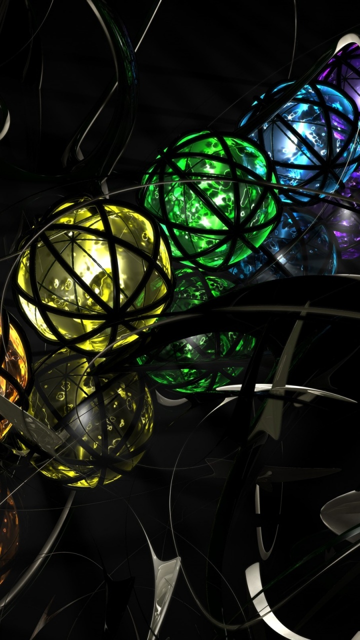 Green Yellow and Red Ball on Black Wire. Wallpaper in 720x1280 Resolution