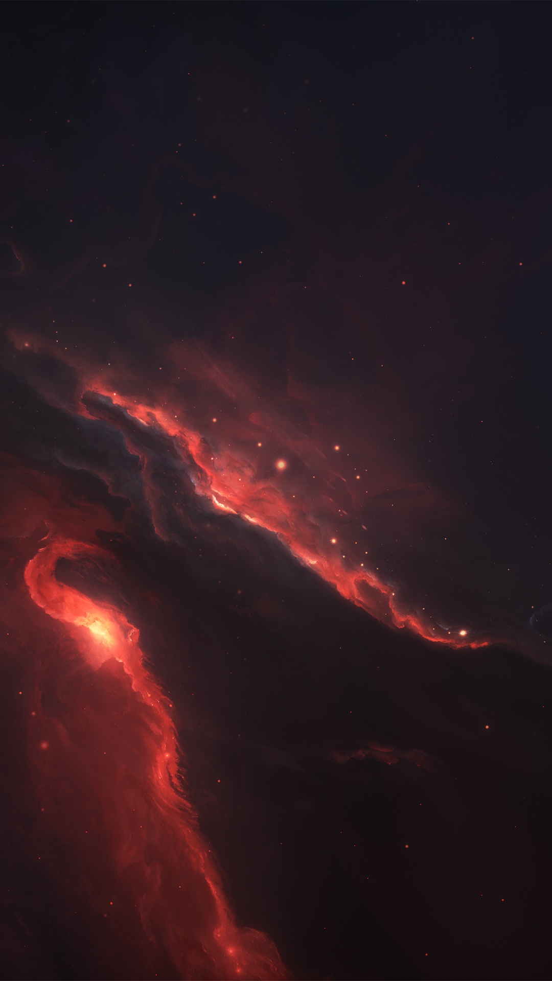 Ilustración de Galaxia Roja y Negra. Wallpaper in 1080x1920 Resolution