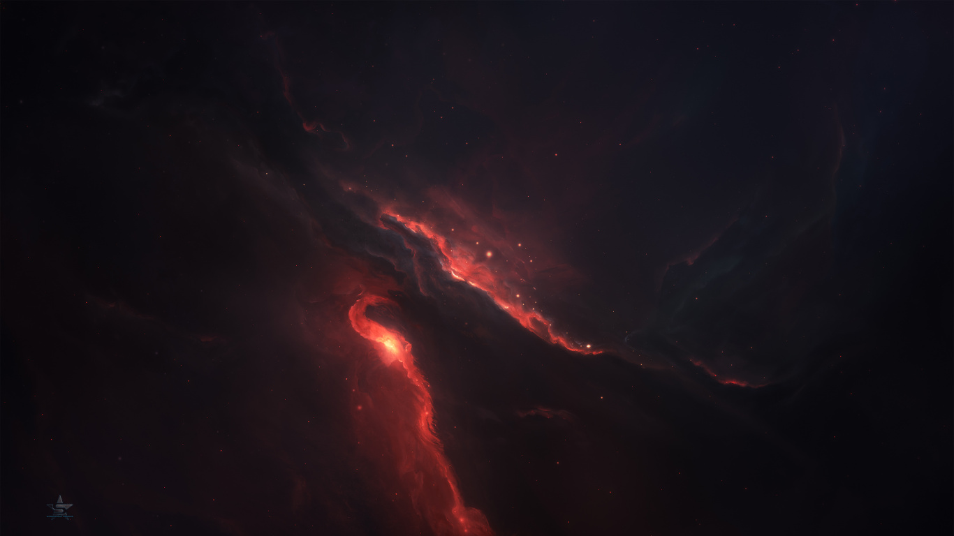 Ilustración de Galaxia Roja y Negra. Wallpaper in 1366x768 Resolution