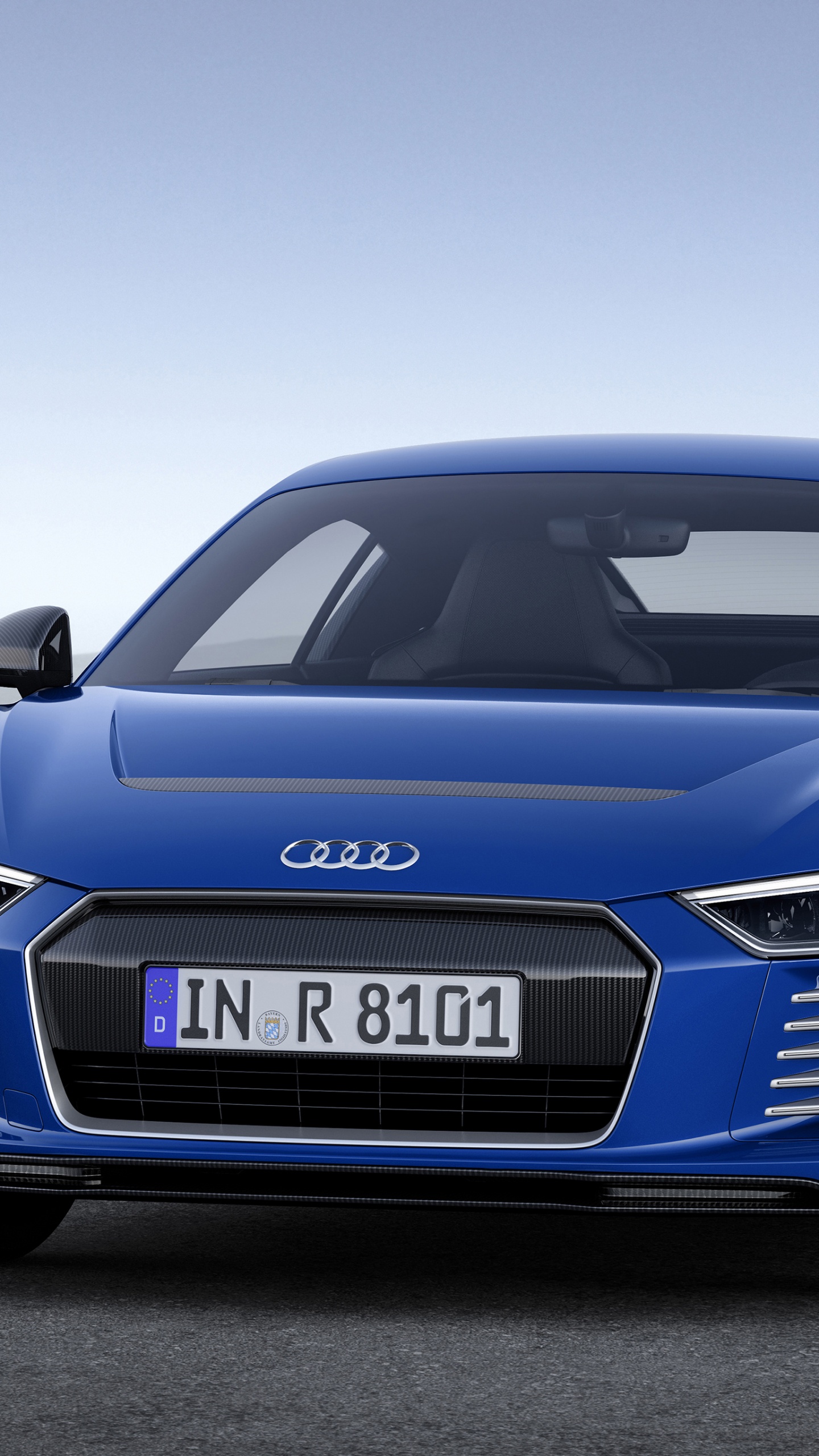 Blaue Audi r 8 Auf Grauem Hintergrund. Wallpaper in 1440x2560 Resolution