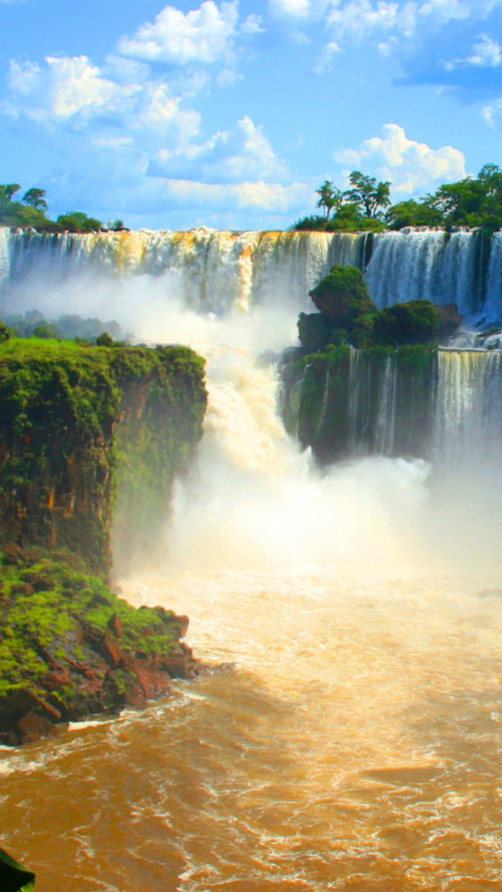 Waterfalls Under Blue Sky and White Clouds During Daytime. Wallpaper in 720x1280 Resolution