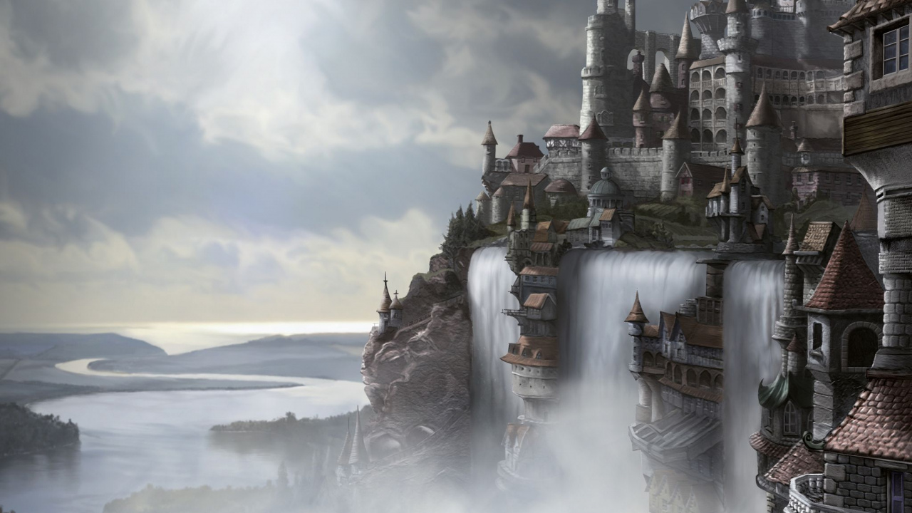 Château au Sommet D'une Formation Rocheuse Près D'un Plan D'eau. Wallpaper in 1280x720 Resolution