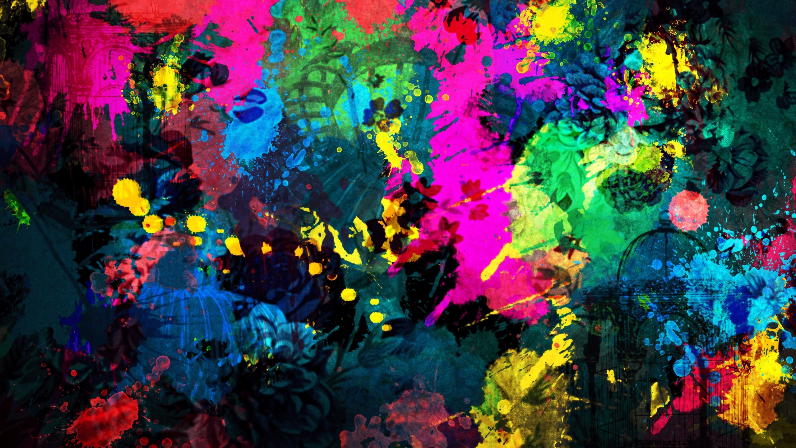 Pintura Abstracta Roja Azul y Verde. Wallpaper in 2560x1440 Resolution