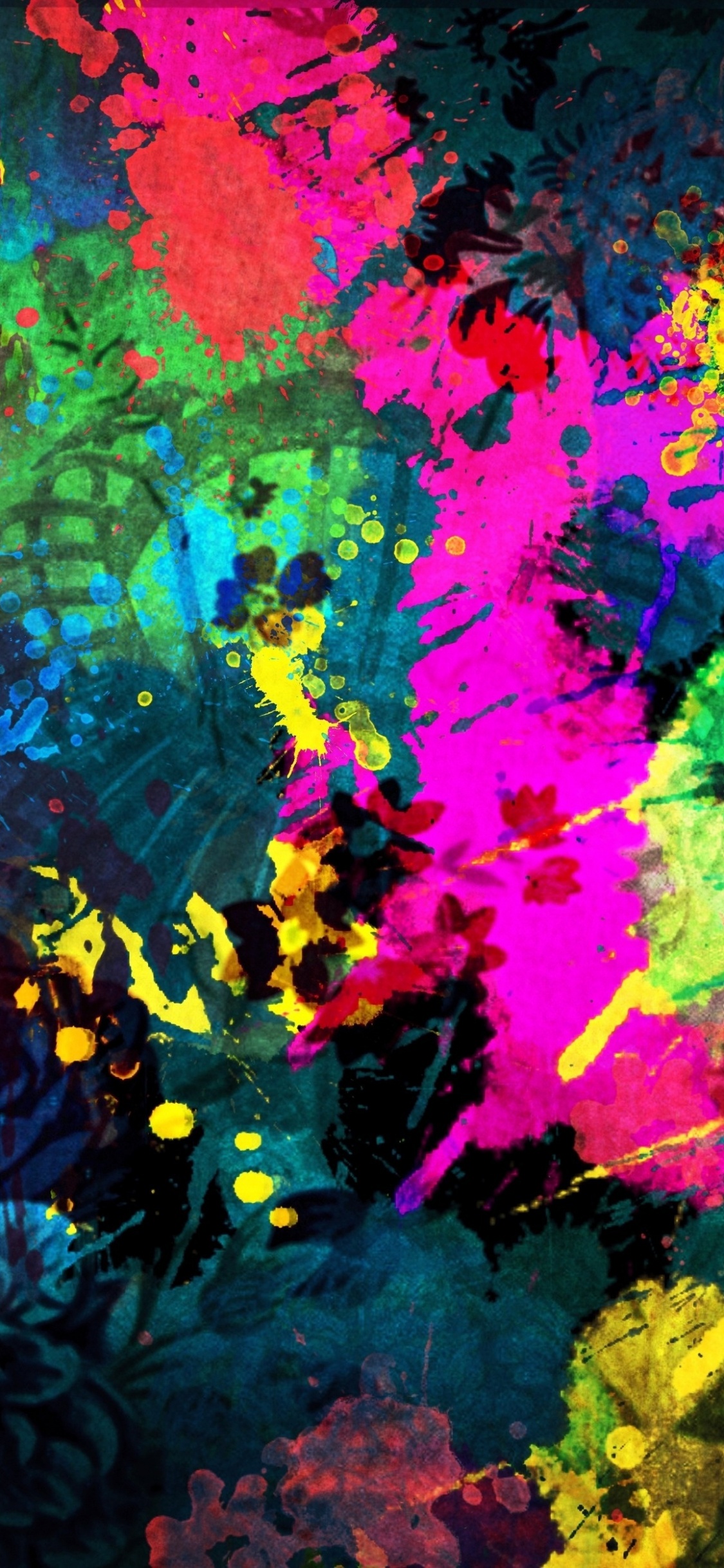 Peinture Abstraite Rouge Bleu et Vert. Wallpaper in 1125x2436 Resolution