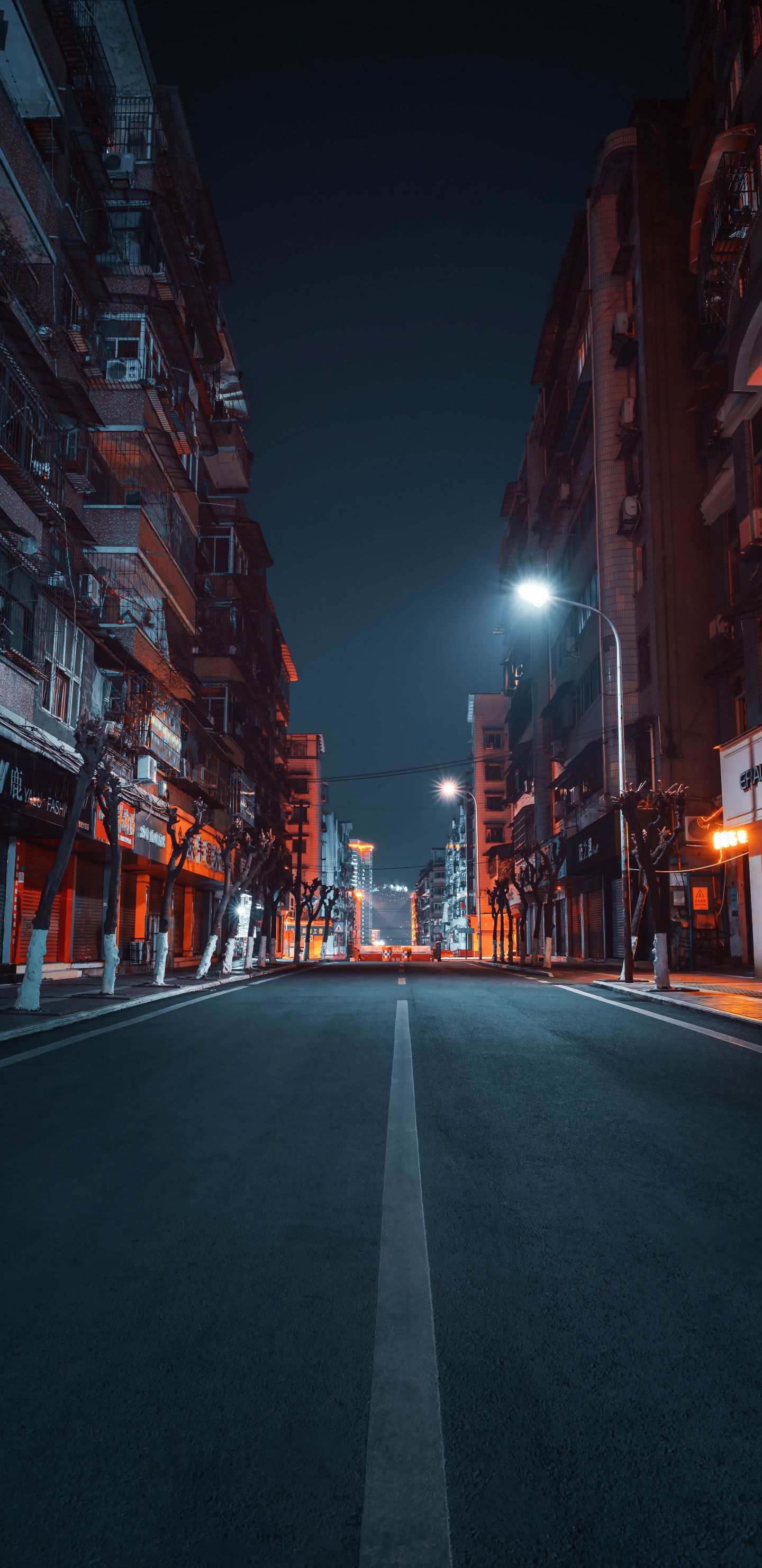 Road, Nacht, Street, Kunst, Gebäude. Wallpaper in 1440x2960 Resolution