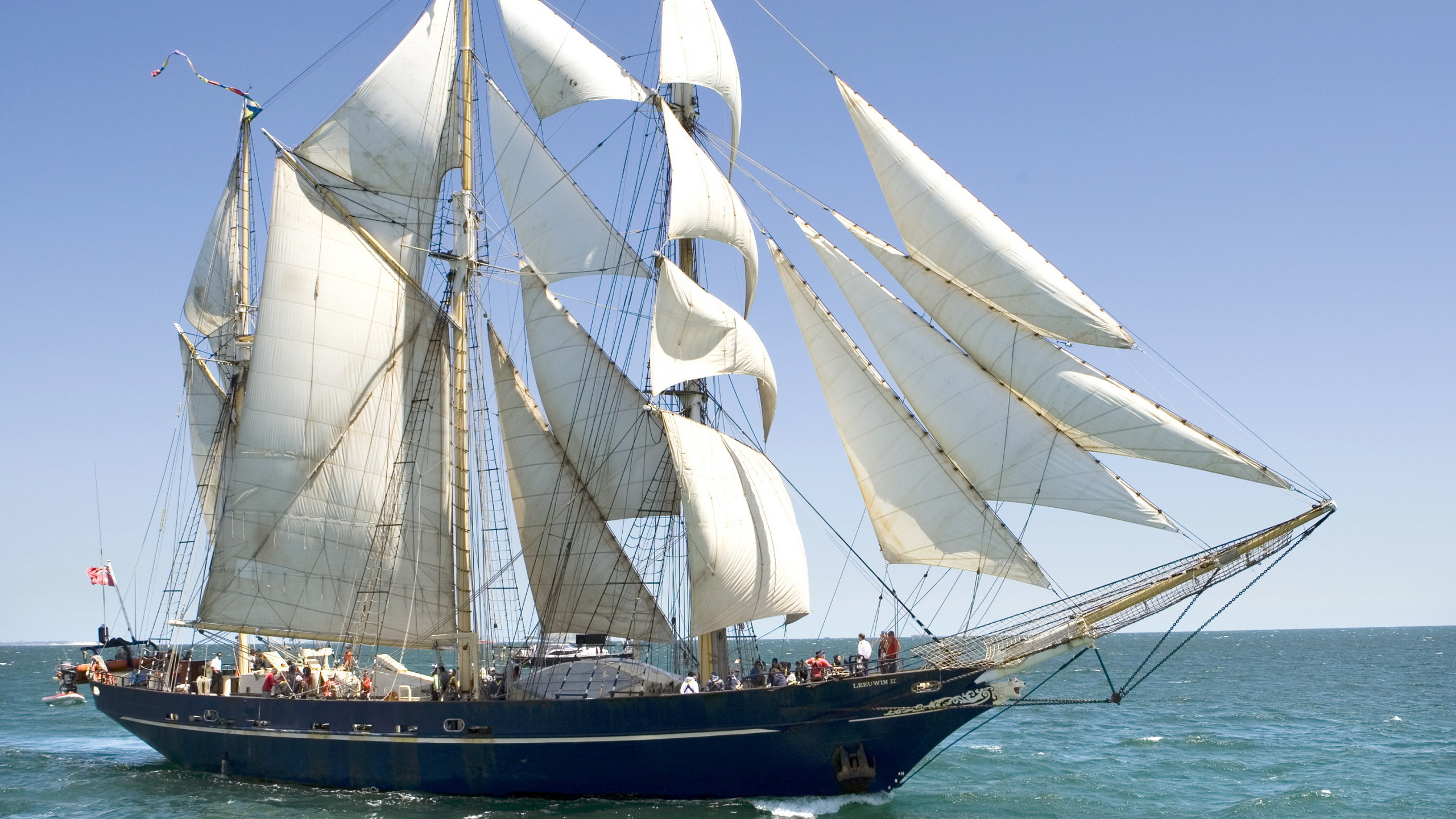 Barquentine, 扬帆, 桅杆, 高船, 游船 壁纸 2560x1440 允许