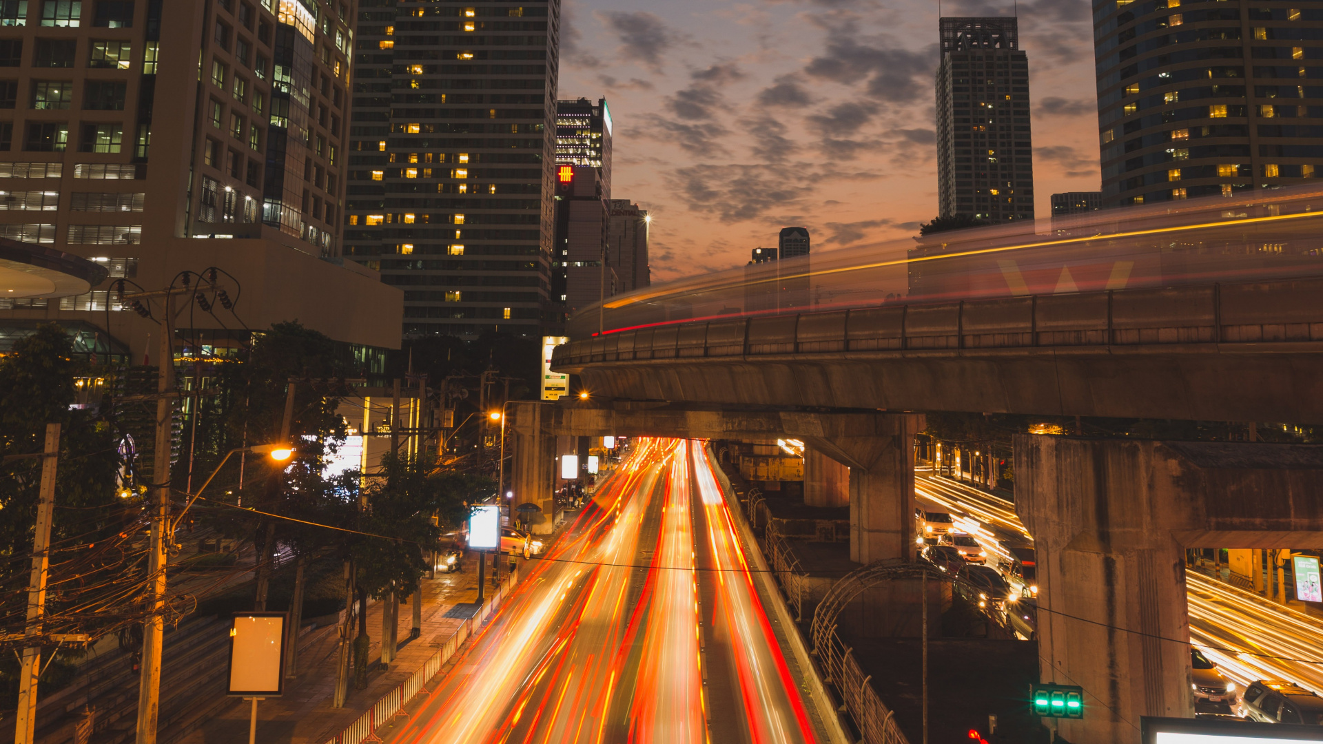 Time Lapse Photography of City During Night Time. Wallpaper in 1920x1080 Resolution