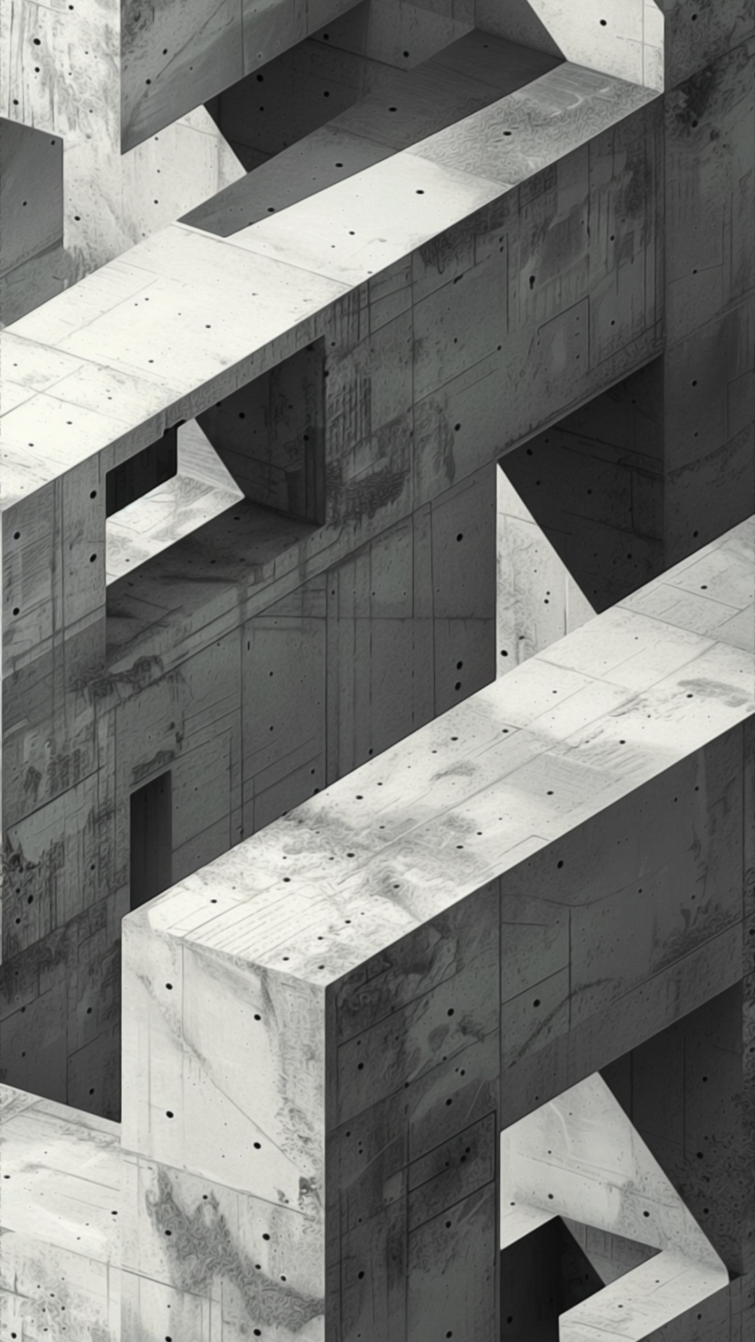 Concrete, White, Black, Rectangle, Wood. Wallpaper in 1080x1920 Resolution