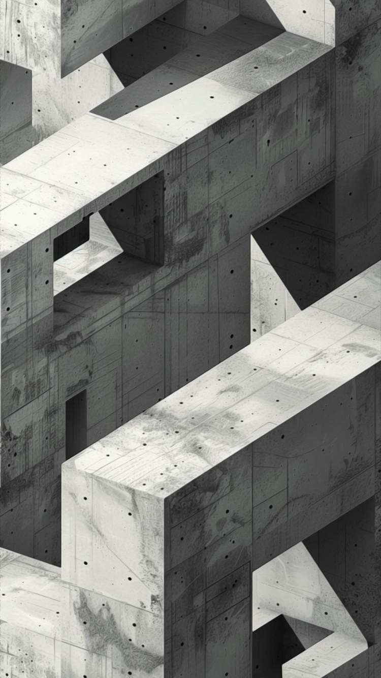 Concrete, White, Black, Rectangle, Wood. Wallpaper in 750x1334 Resolution