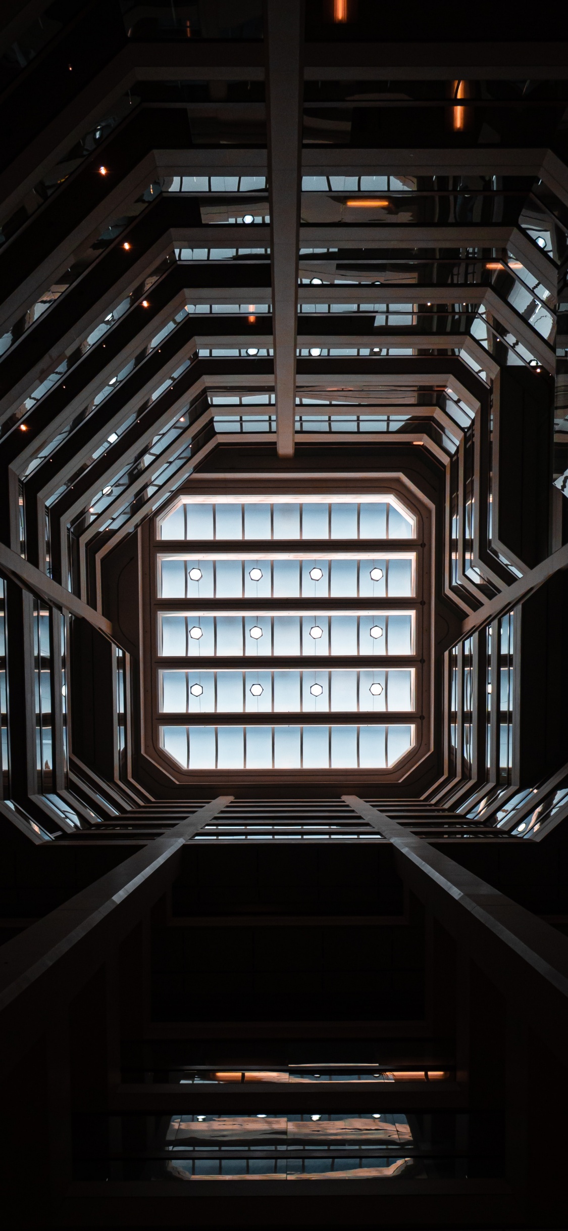 光, 对称, 步骤, 楼梯, 房间 壁纸 1125x2436 允许