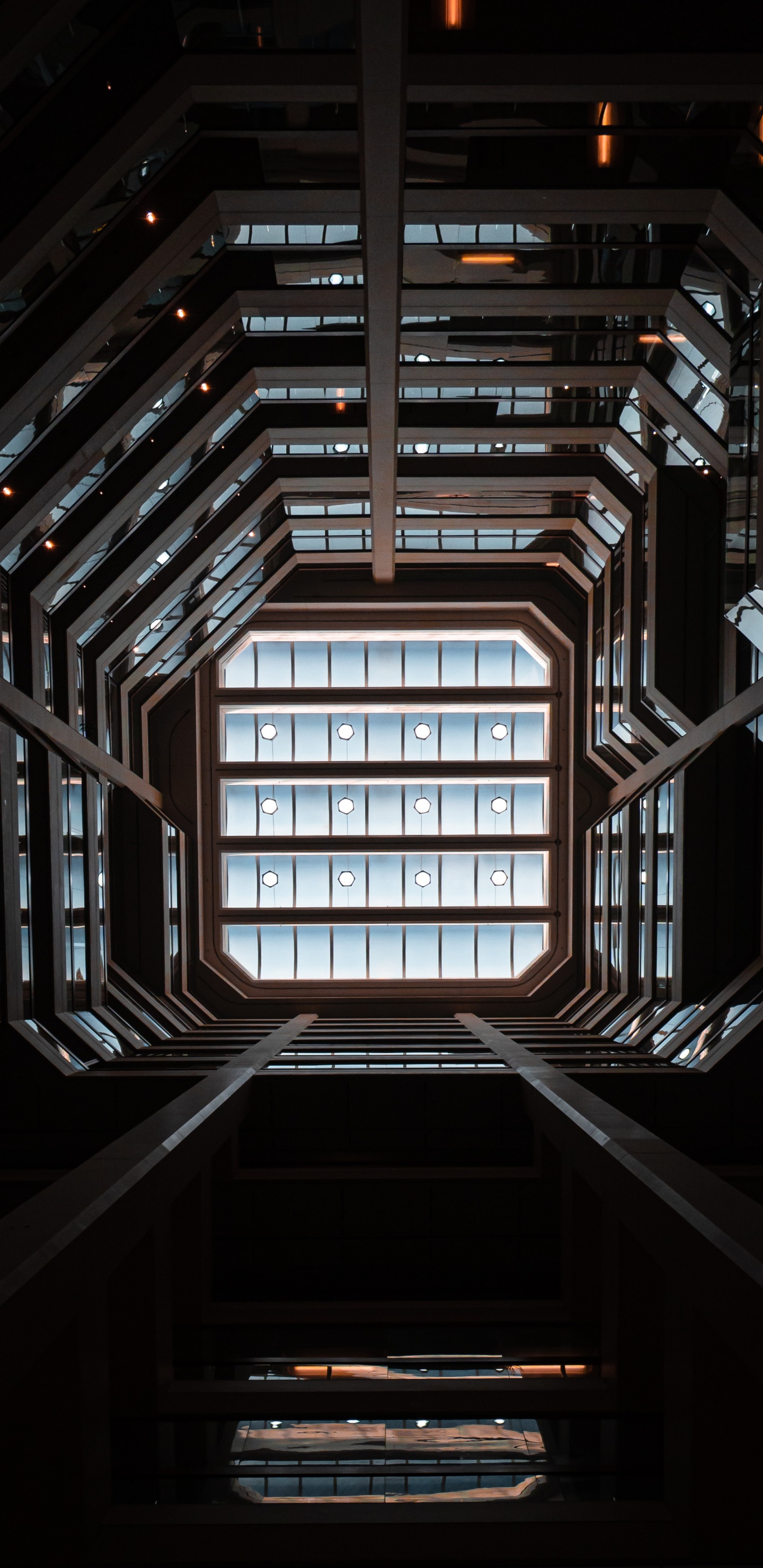 光, 对称, 步骤, 楼梯, 房间 壁纸 1440x2960 允许