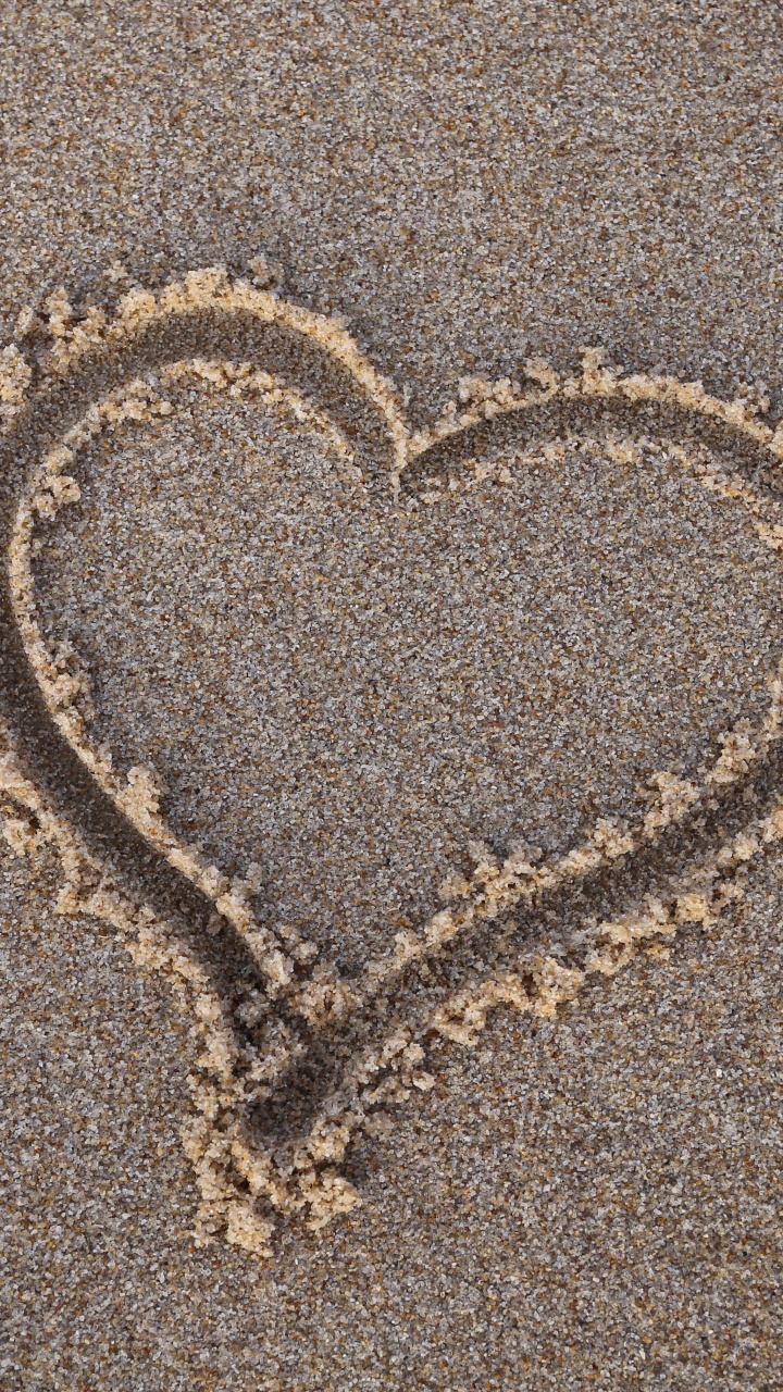 Plage, Sand, Cœur, Amour, Symbole. Wallpaper in 720x1280 Resolution