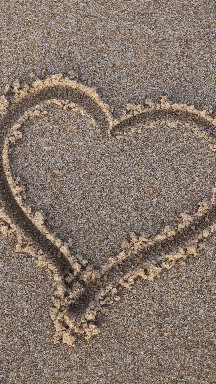 Plage, Sand, Cœur, Amour, Symbole. Wallpaper in 750x1334 Resolution