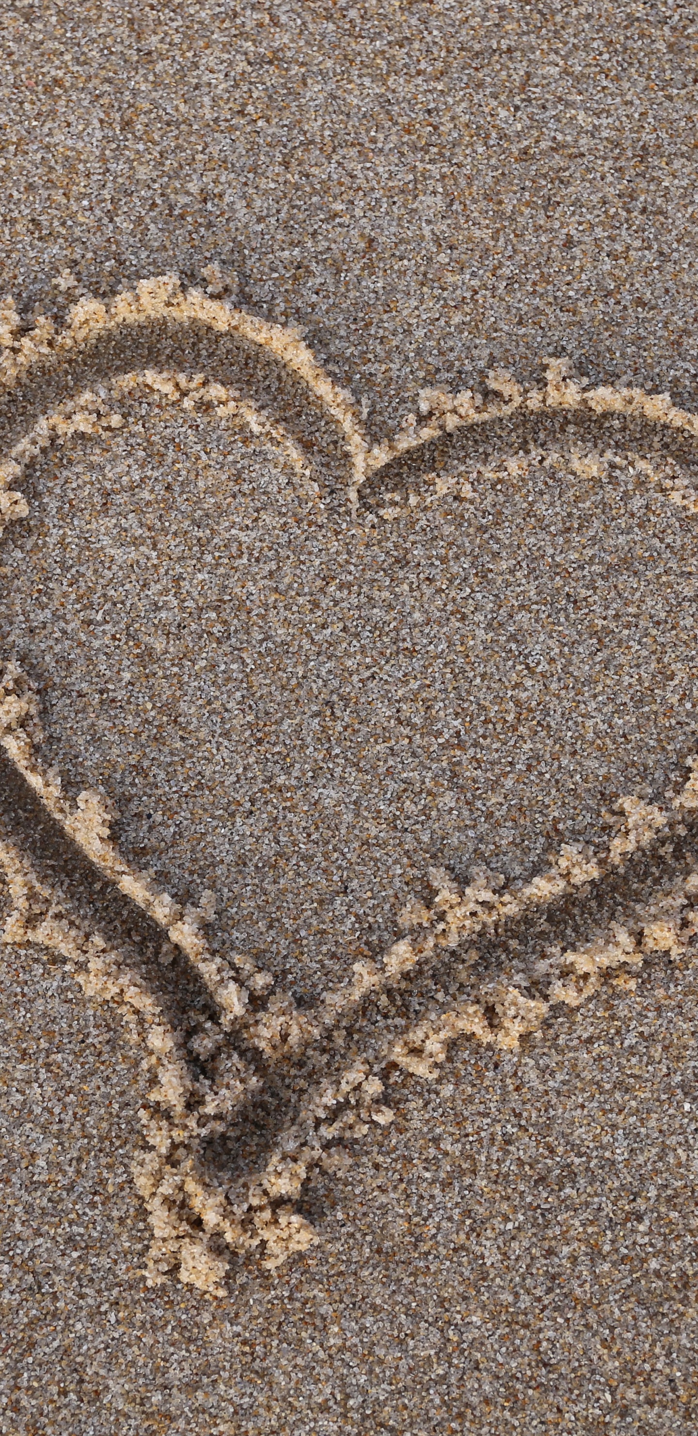 Beach, Sand, Heart, Love, Symbol. Wallpaper in 1440x2960 Resolution