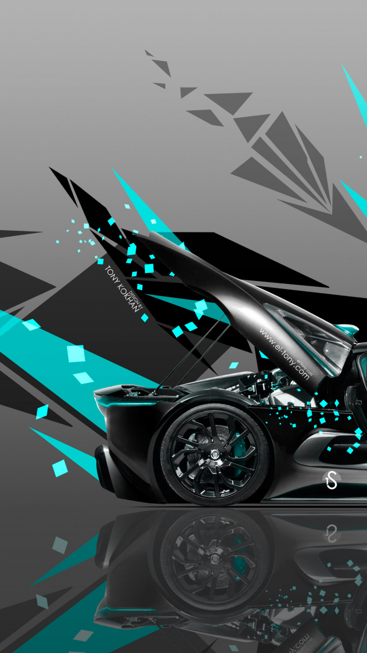 Voiture de Sport Rouge et Noire. Wallpaper in 750x1334 Resolution