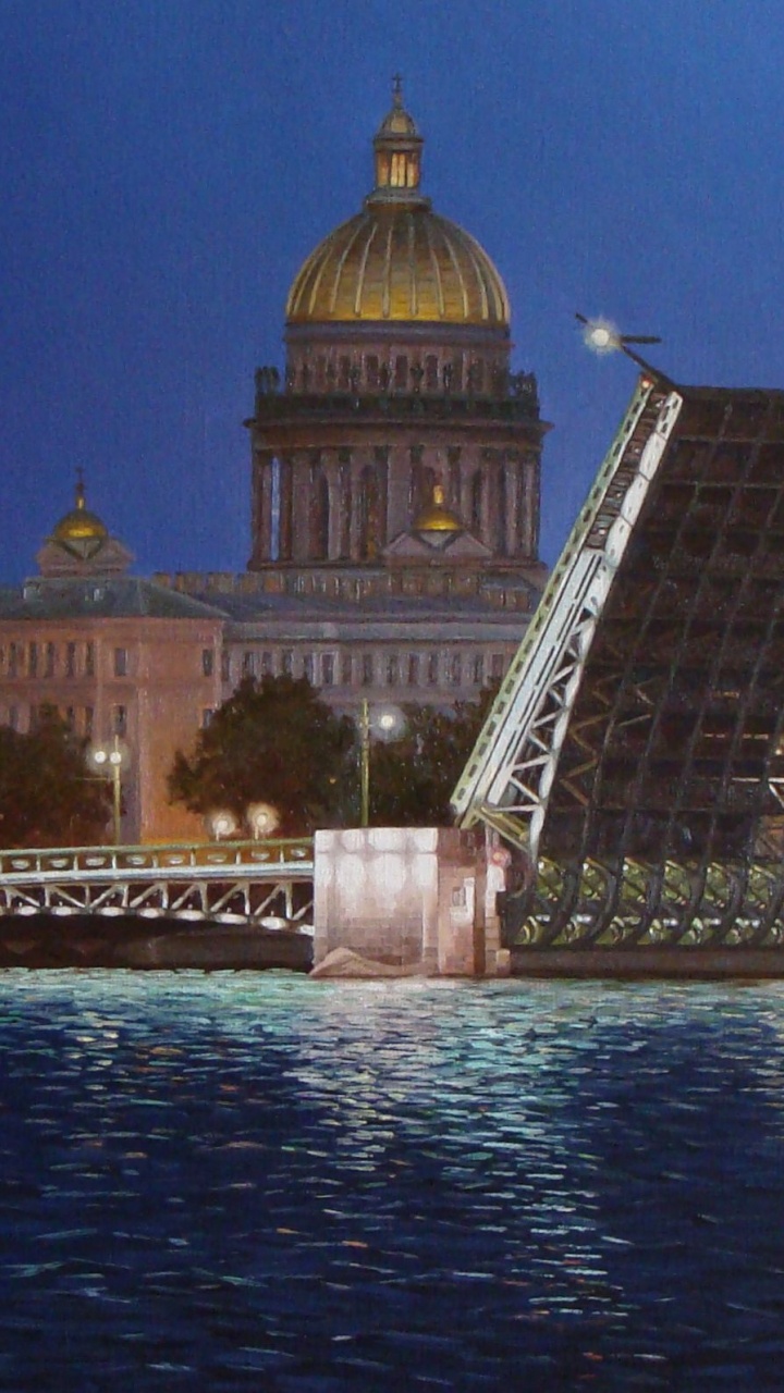 里程碑, 城市, 晚上, 画家, 水的特征 壁纸 720x1280 允许