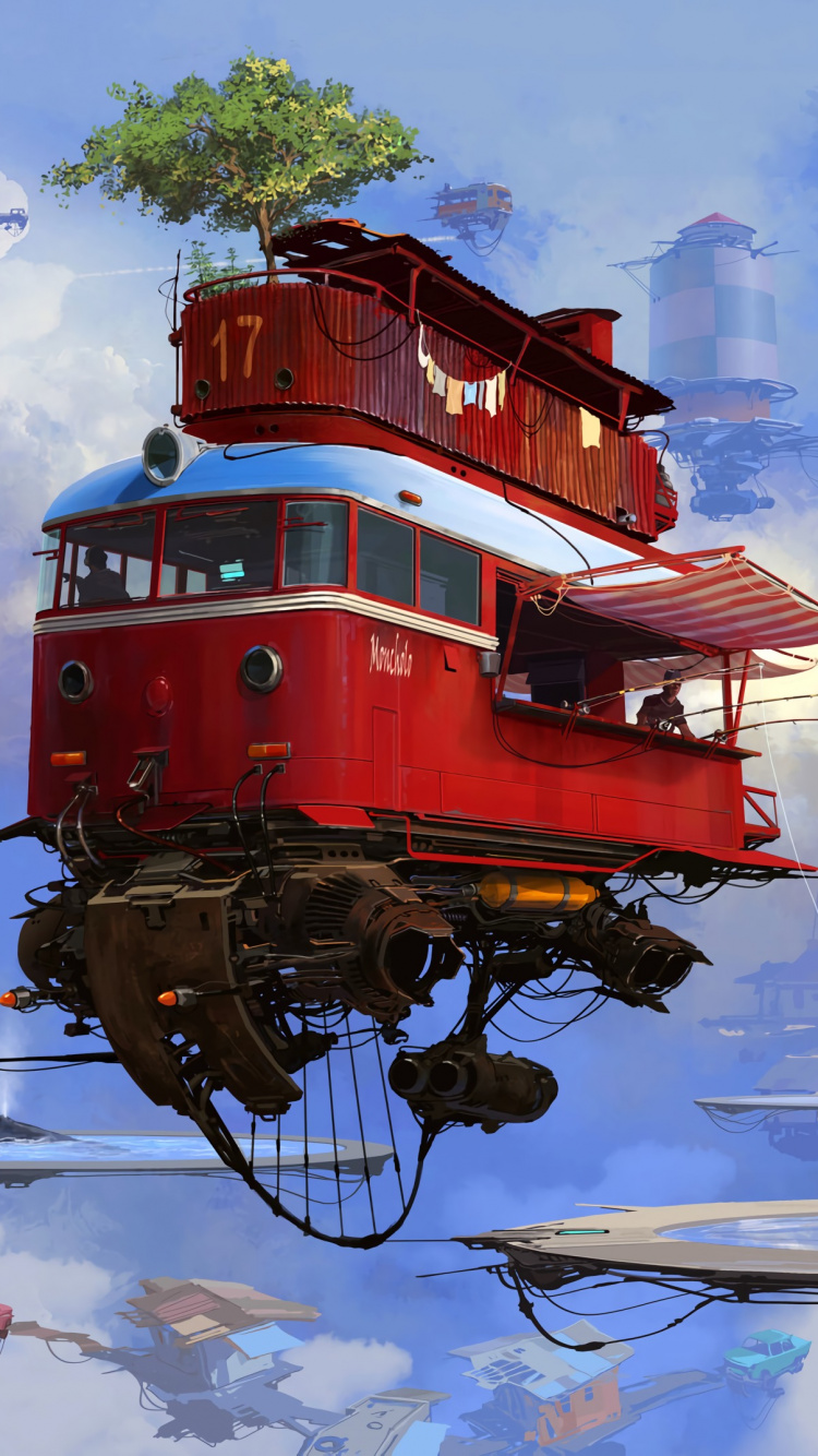 Train Rouge et Noir Sur Champ Couvert de Neige. Wallpaper in 750x1334 Resolution