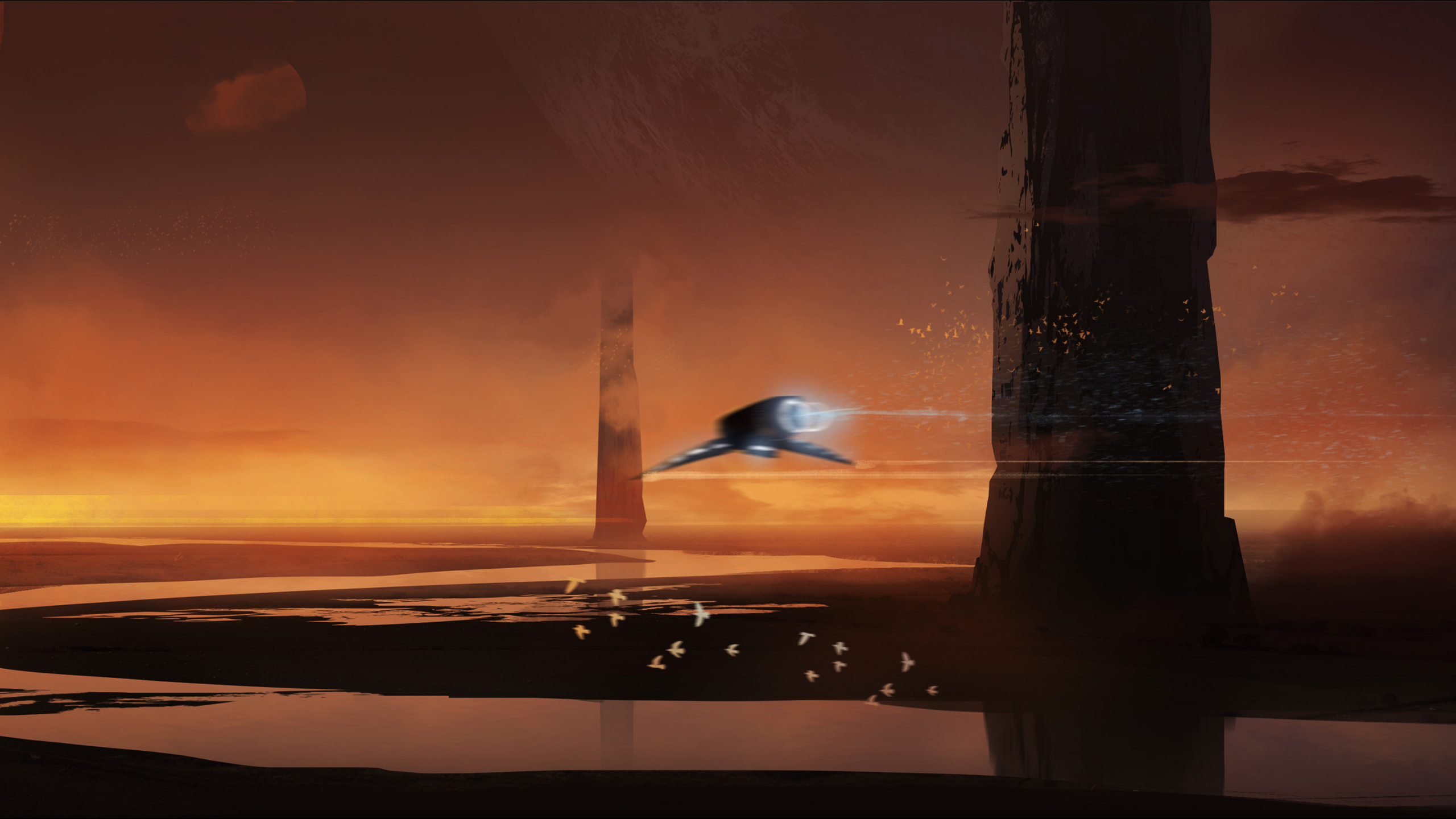 科幻小说, 艺术, 艺术家, 日落, 气氛 壁纸 2560x1440 允许