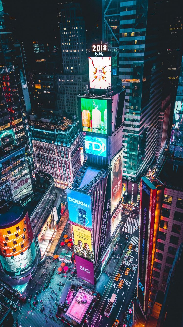 Times Square, Gratte-ciel, Bâtiment, Tour de Bloc, Électricité. Wallpaper in 750x1334 Resolution