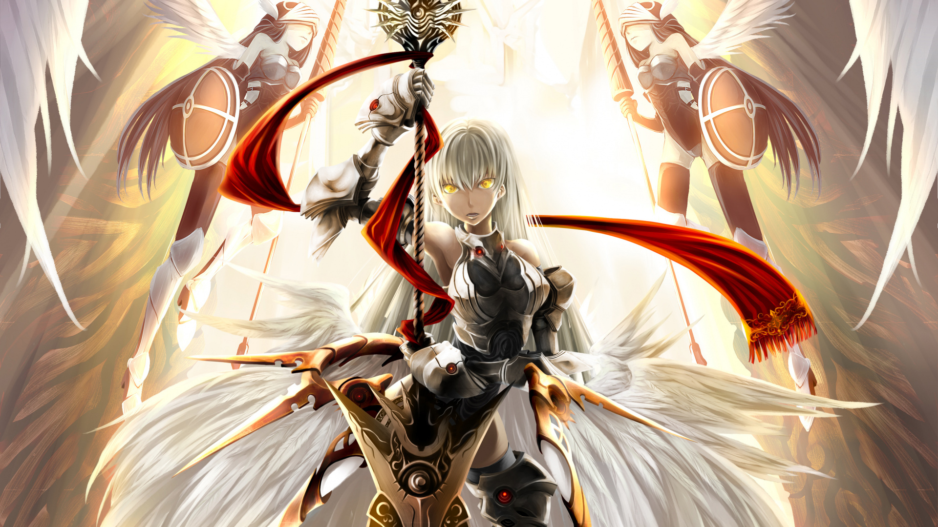 Frau im Schwarz-goldenen Kleid Anime-Charakter. Wallpaper in 1920x1080 Resolution