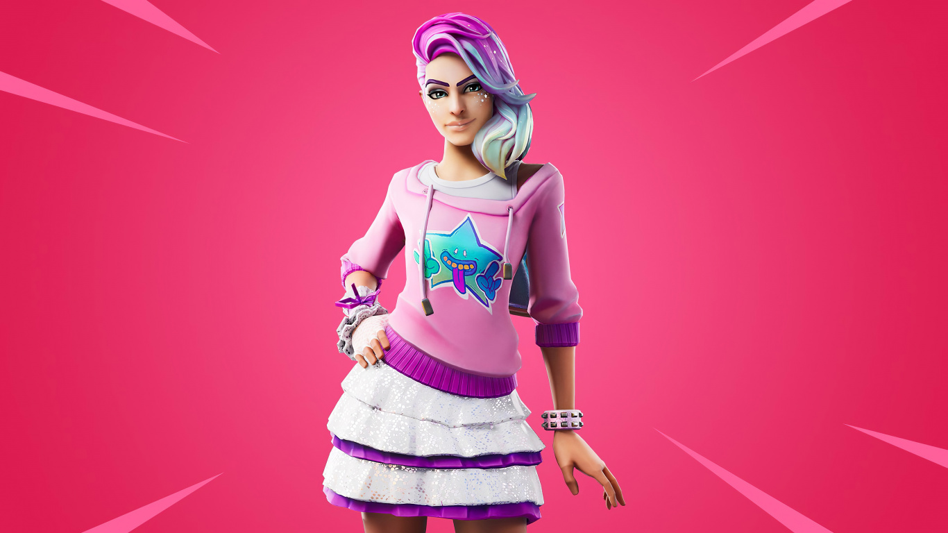 Fortnite, Epic Games, Peau, Pass de Combat, Pink. Wallpaper in 1366x768 Resolution
