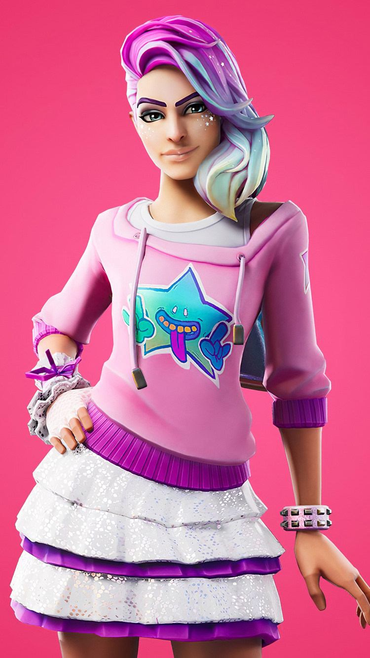 Fortnite, Epic Games, Haut, Battle Pass, Pink. Wallpaper in 750x1334 Resolution