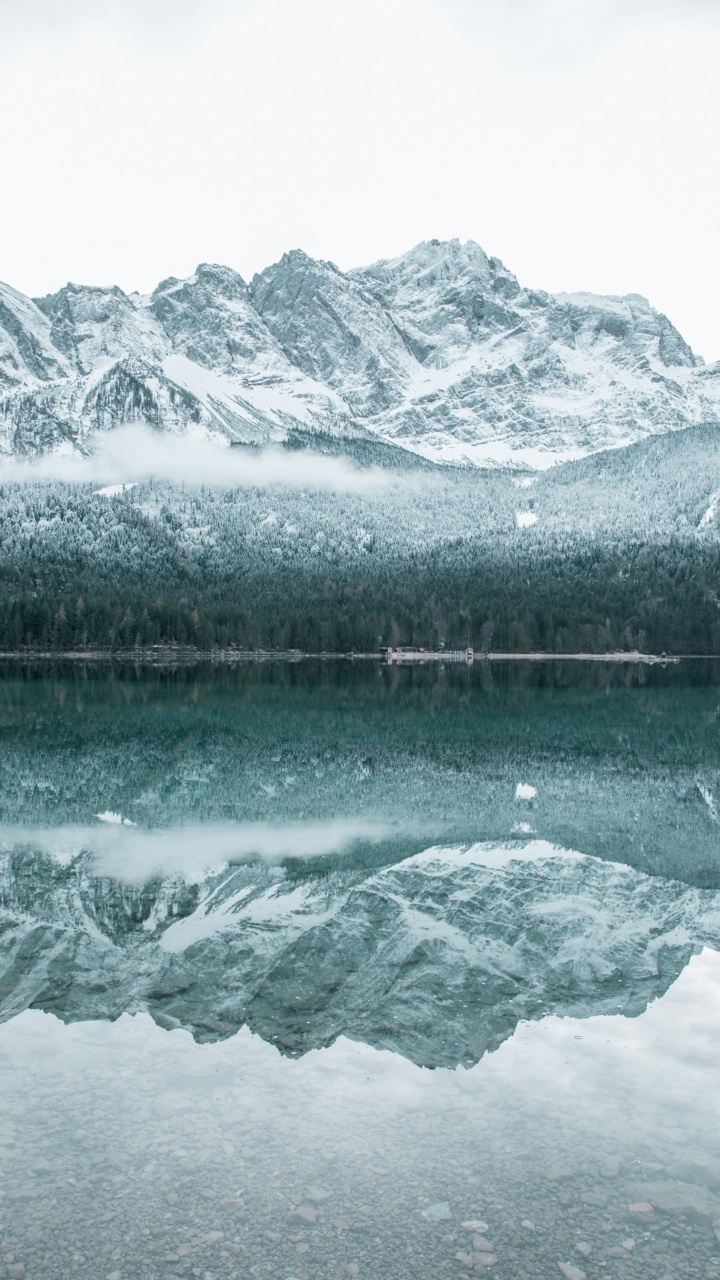Eibsee, Mountainous Landforms, Mountain, Glacial Landform, Ice. Wallpaper in 720x1280 Resolution
