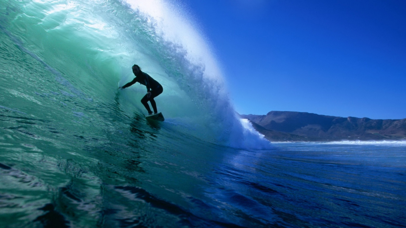 Man Surfing on Sea Waves During Daytime. Wallpaper in 1366x768 Resolution