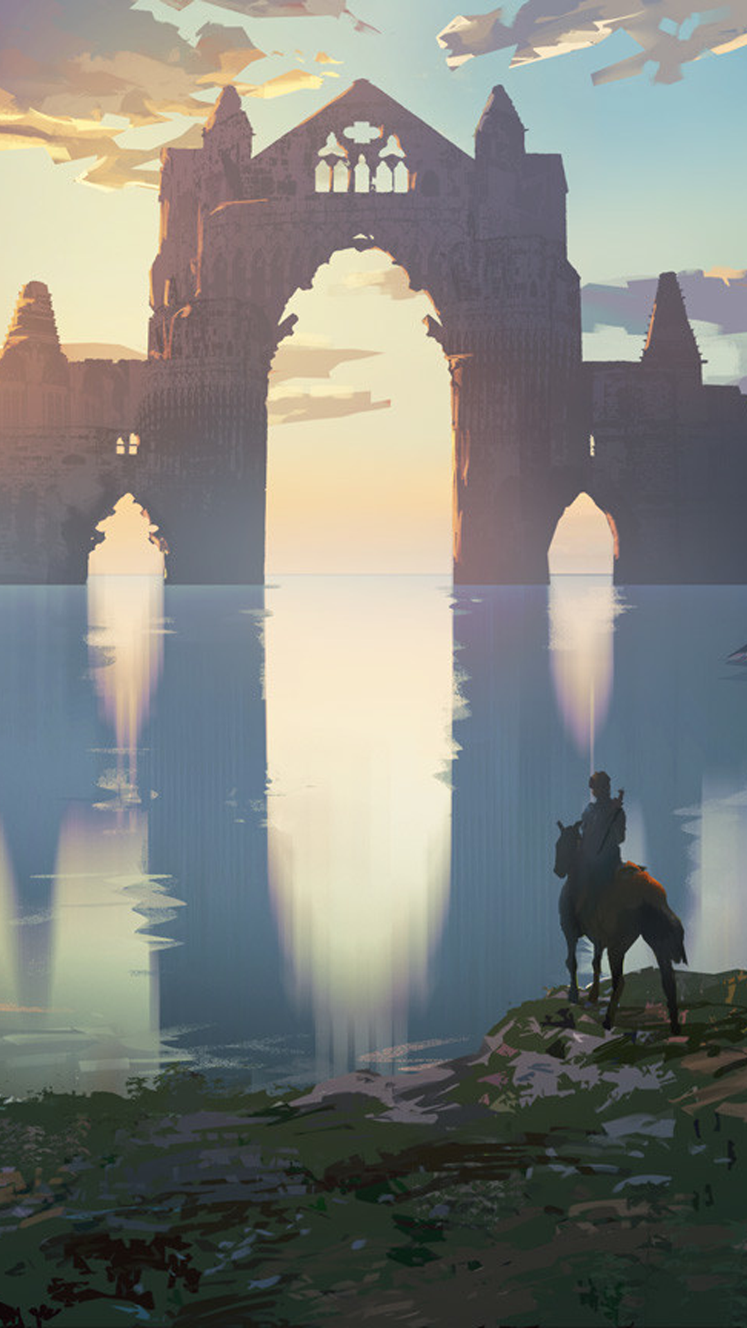 Prieuré de Guisborough, Illustration, Illustrator, Architecture, Arch. Wallpaper in 1080x1920 Resolution