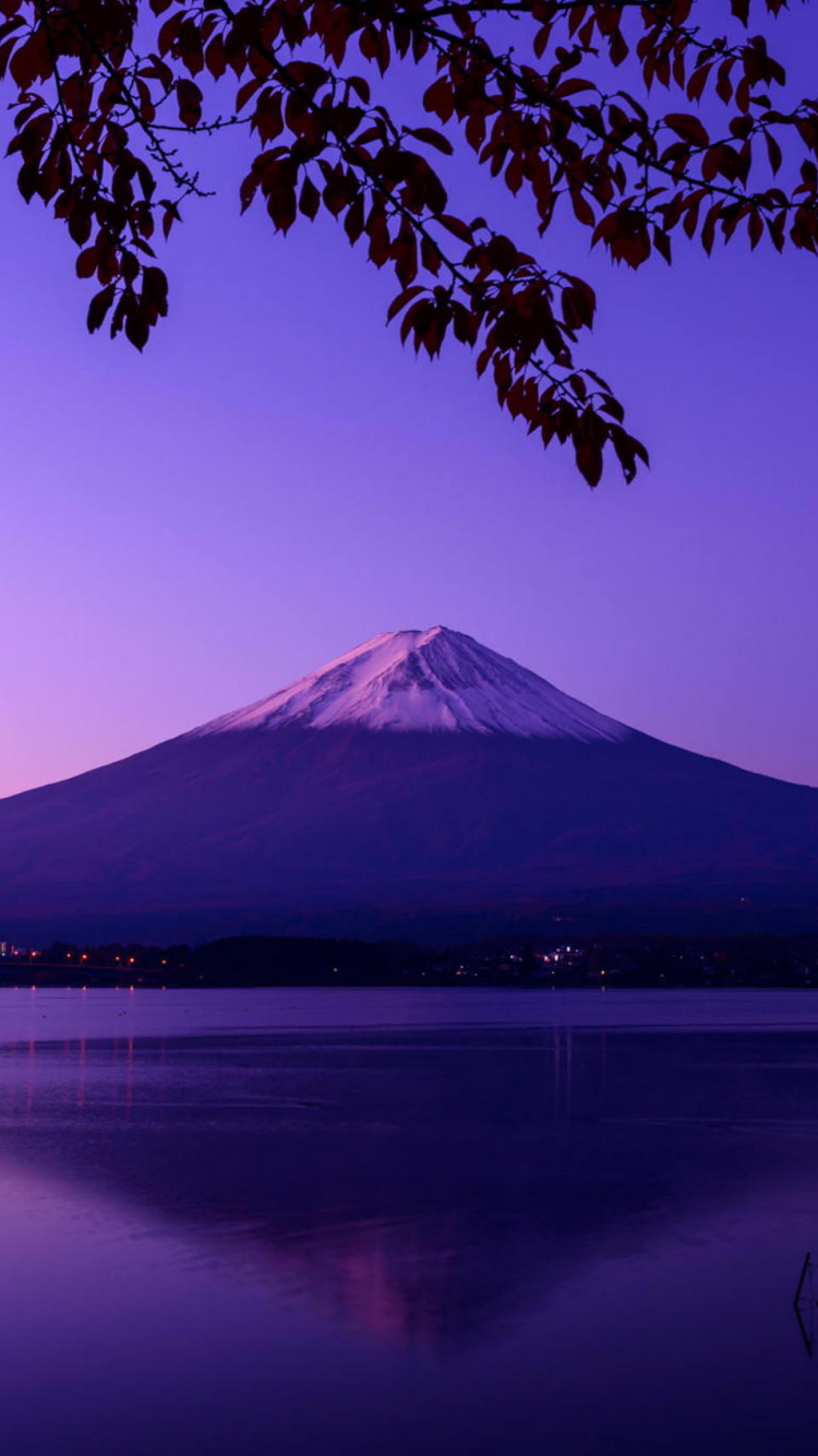 富士山, 性质, 反射, 地平线, 黄昏 壁纸 750x1334 允许