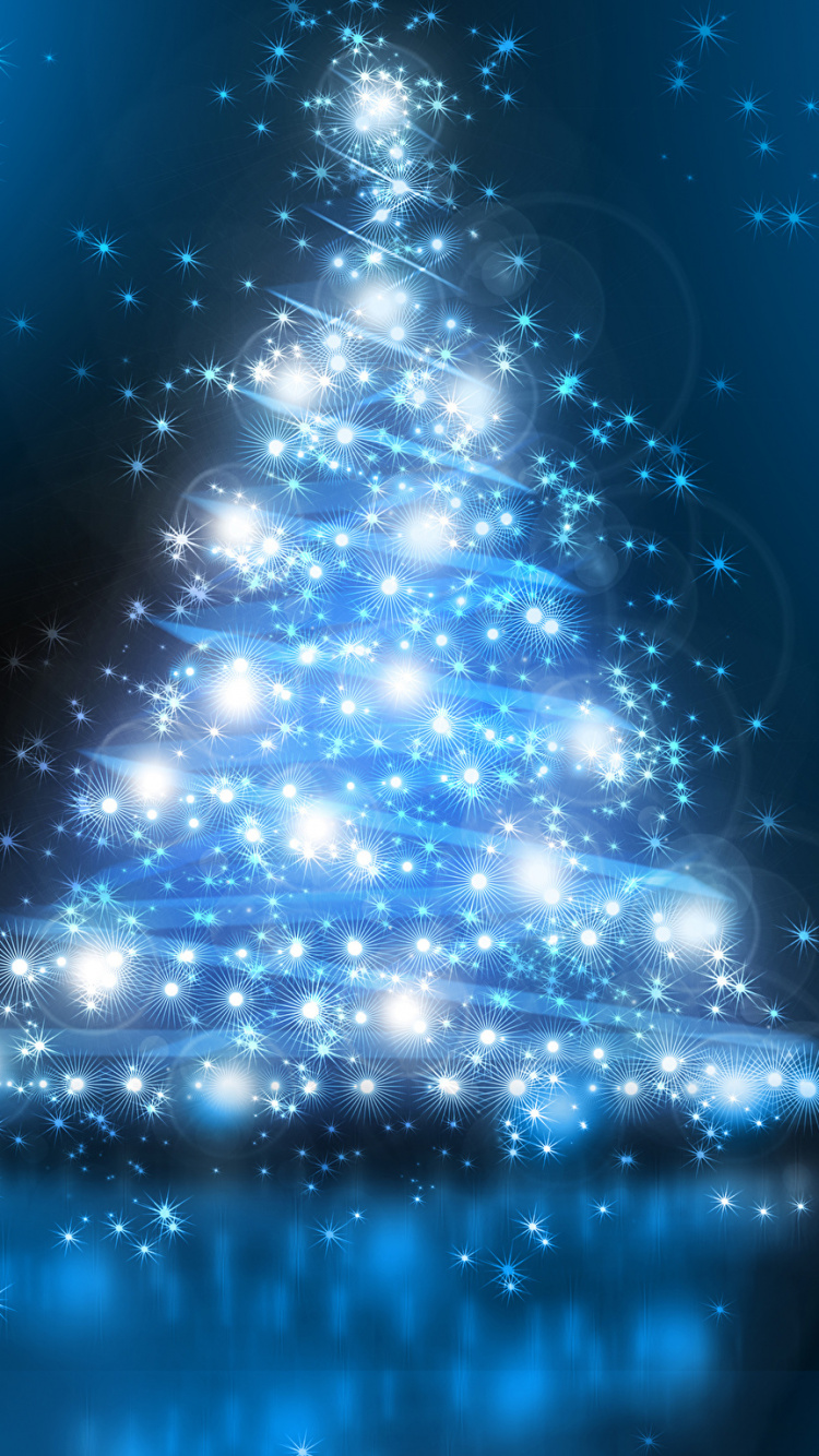 Neujahr, Weihnachten, Blau, Weihnachtsbaum, Weihnachtsdekoration. Wallpaper in 750x1334 Resolution