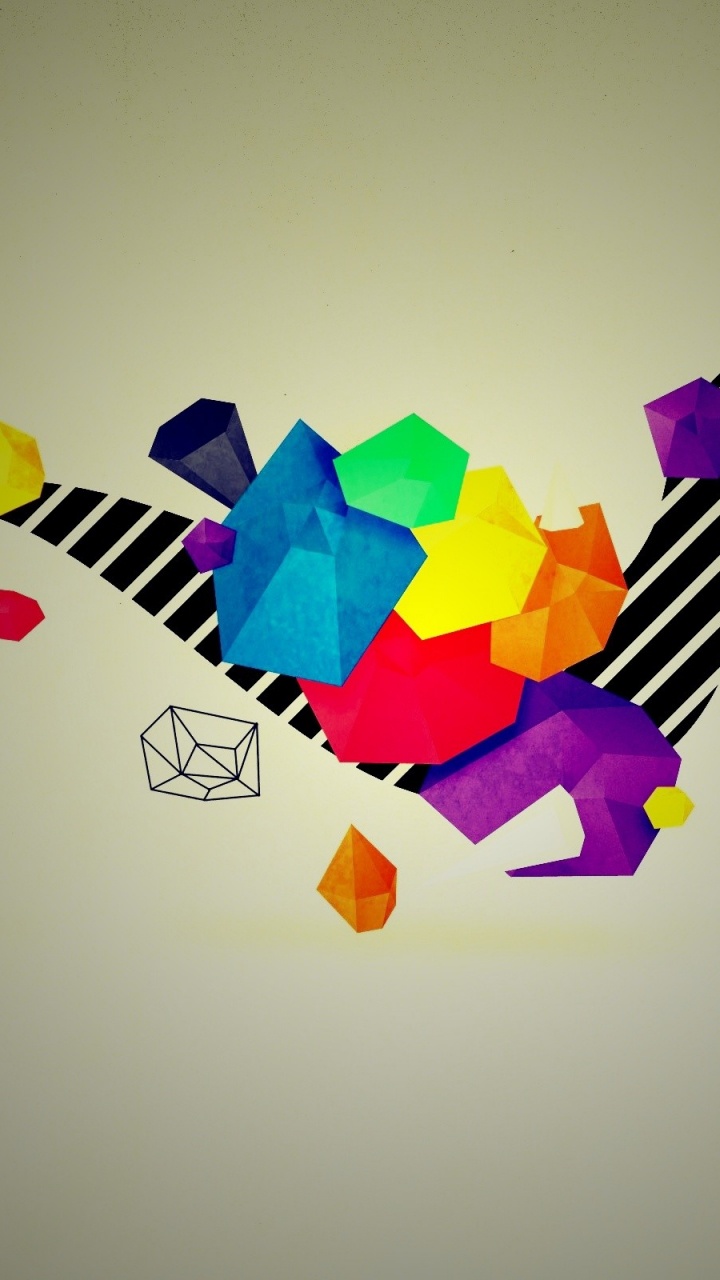 Cuadro Abstracto Amarillo Azul y Verde. Wallpaper in 720x1280 Resolution