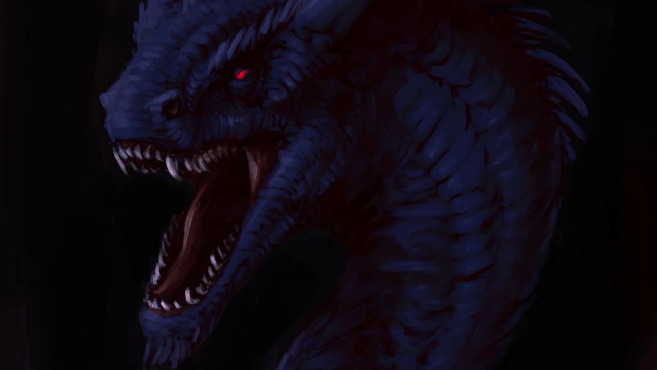 Blauer Drache Mit Schwarzem Hintergrund. Wallpaper in 1280x720 Resolution