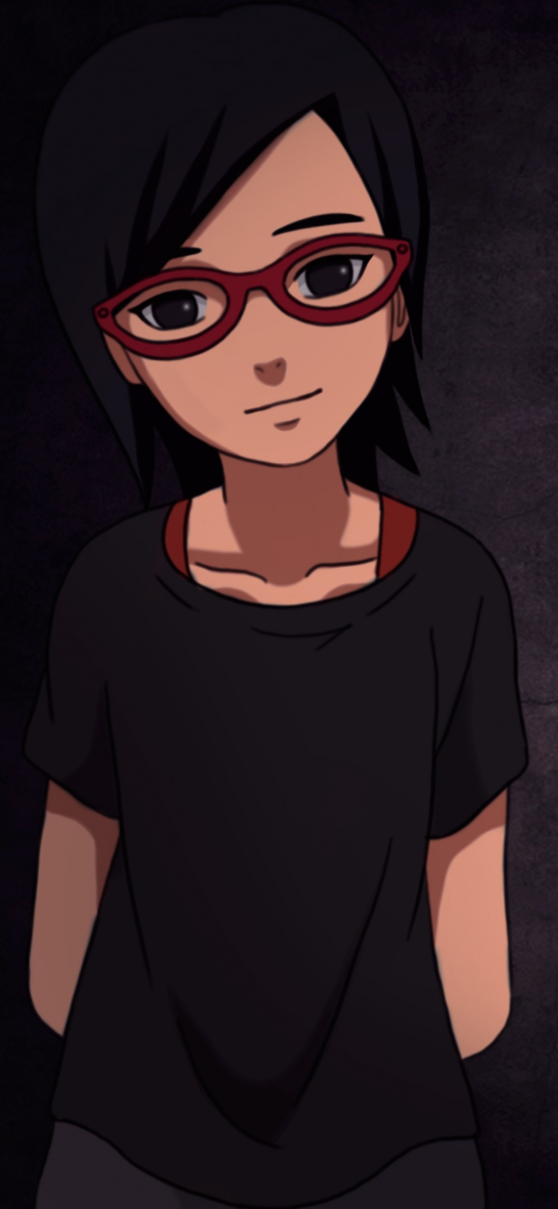 Femme en T-shirt Ras du Cou Noir. Wallpaper in 1125x2436 Resolution