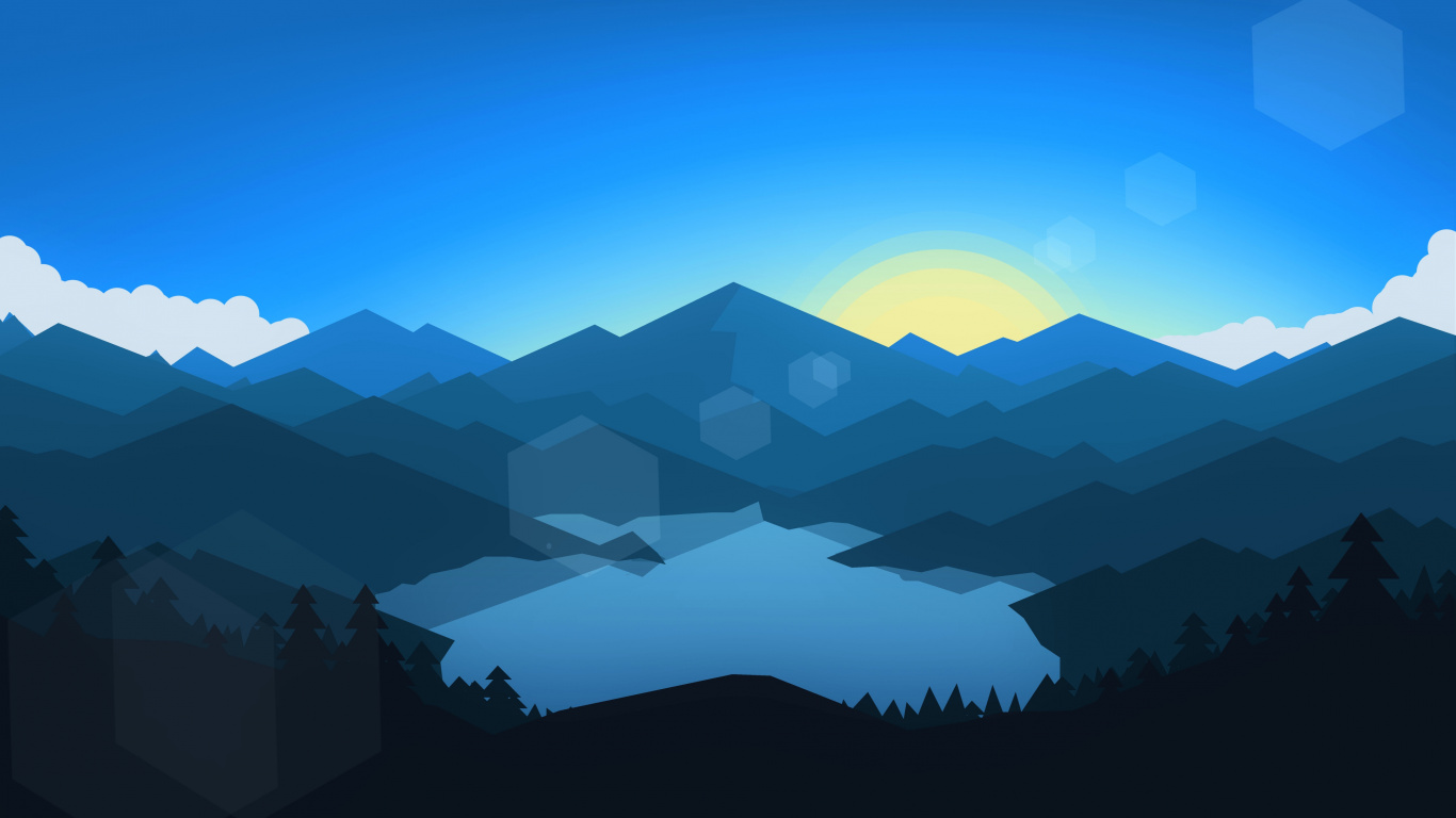 Silueta de Montaña Bajo un Cielo Azul Durante el Día. Wallpaper in 1366x768 Resolution